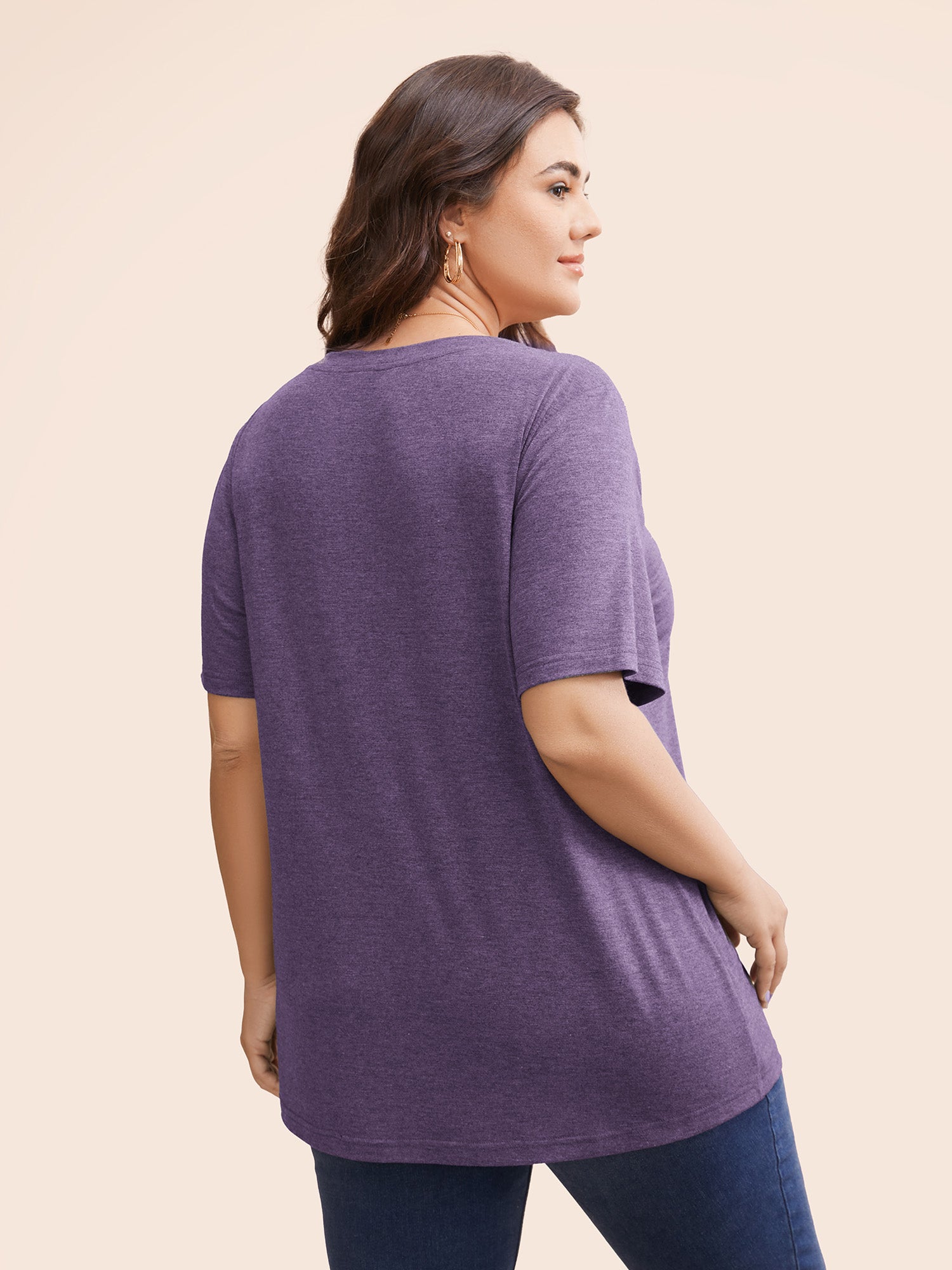 Letter Print V Neck T-shirt