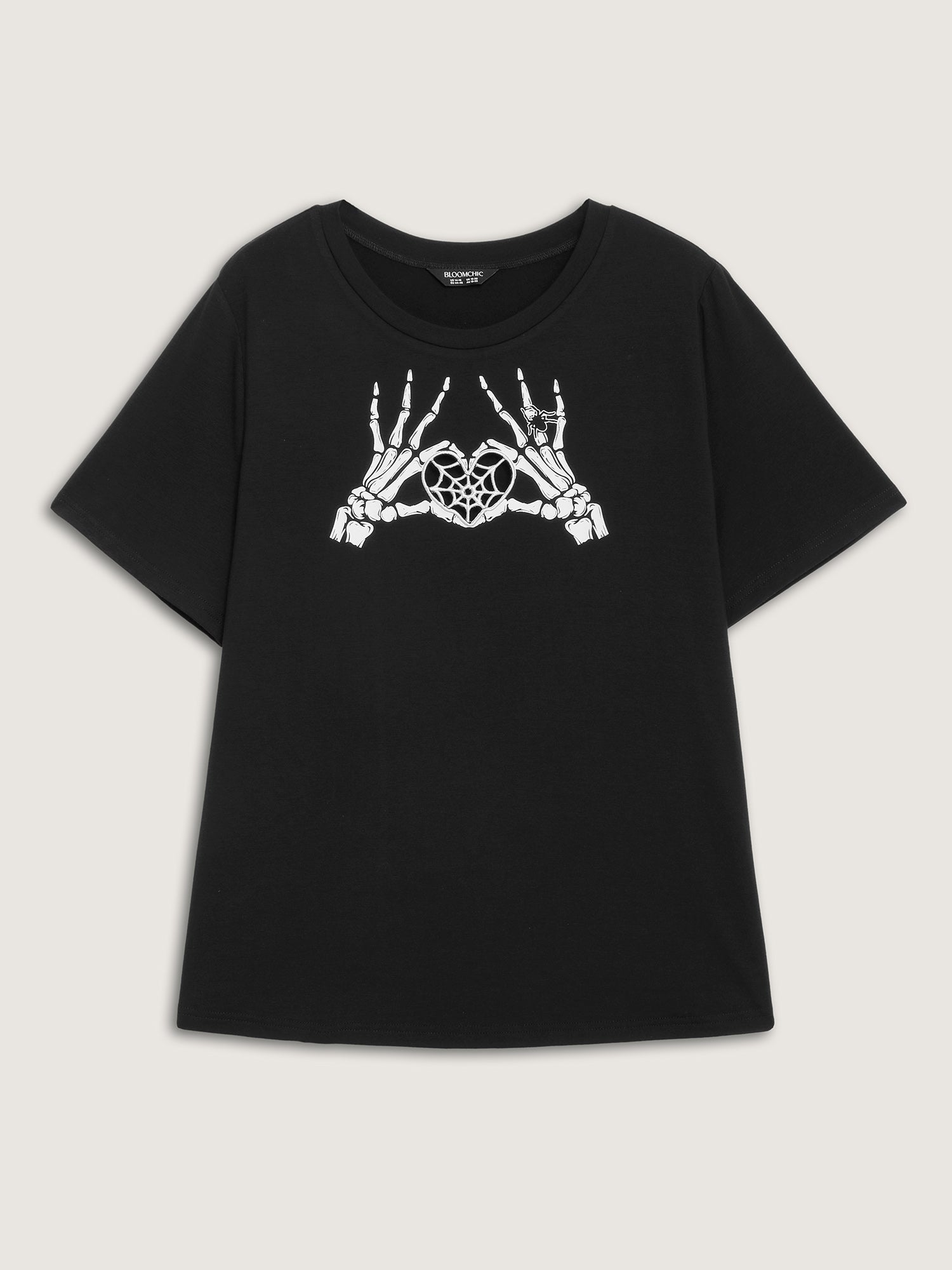 Skeleton Heart Embroidered Cut-Out T-Shirt