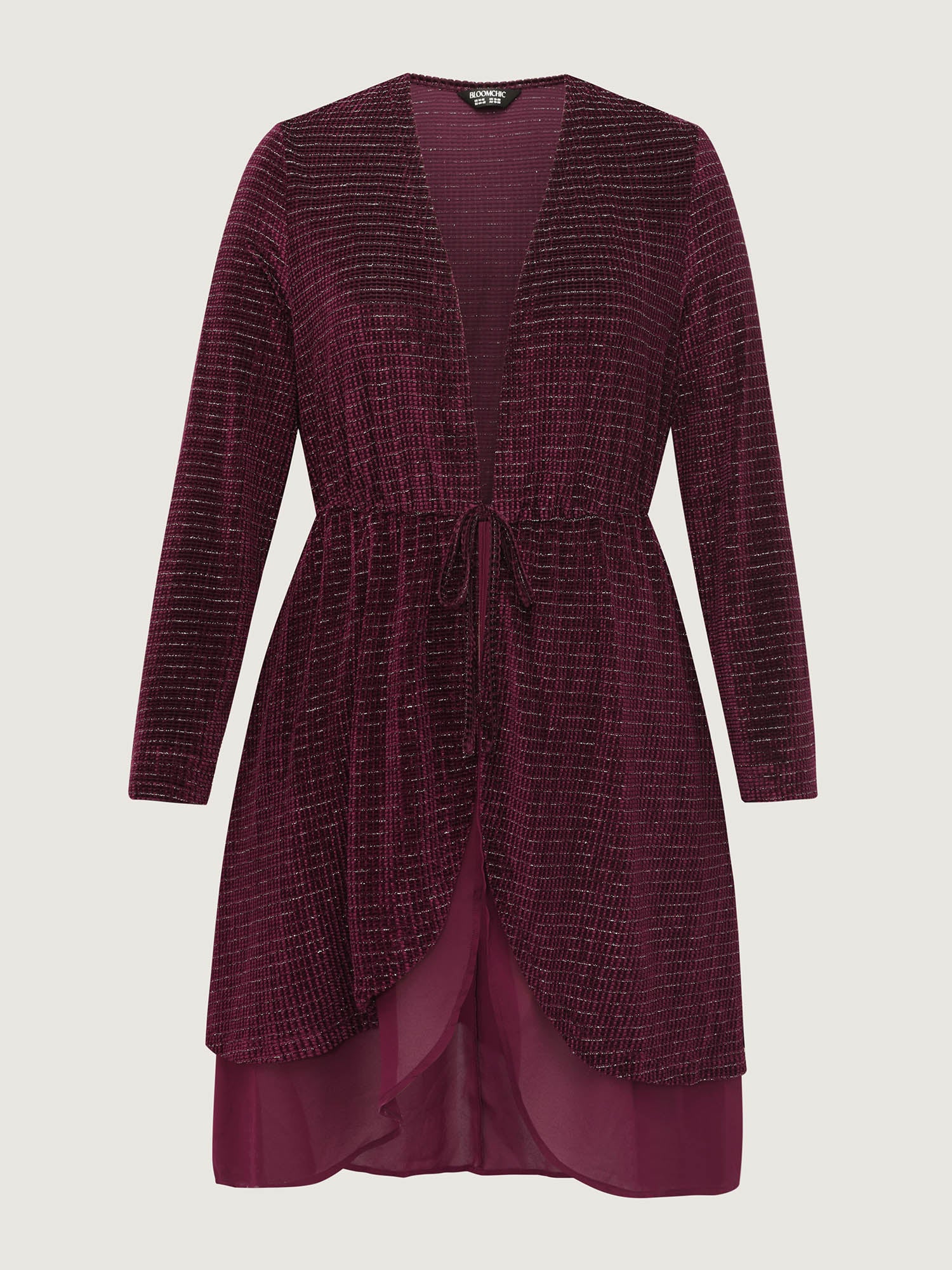 Textured Velvet Spliced Front-Tie Jacket
