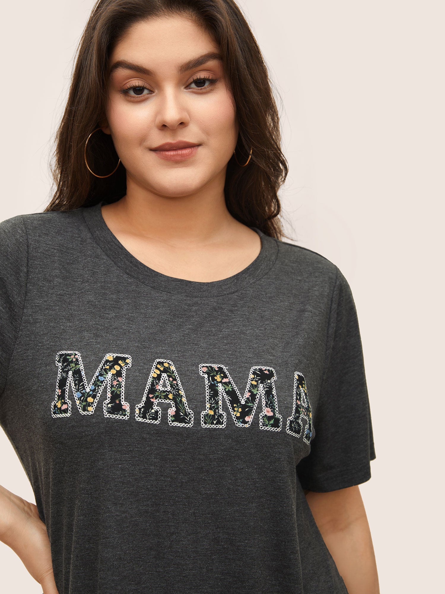 Graphic Mom Embroidered Ditsy Floral T-shirt