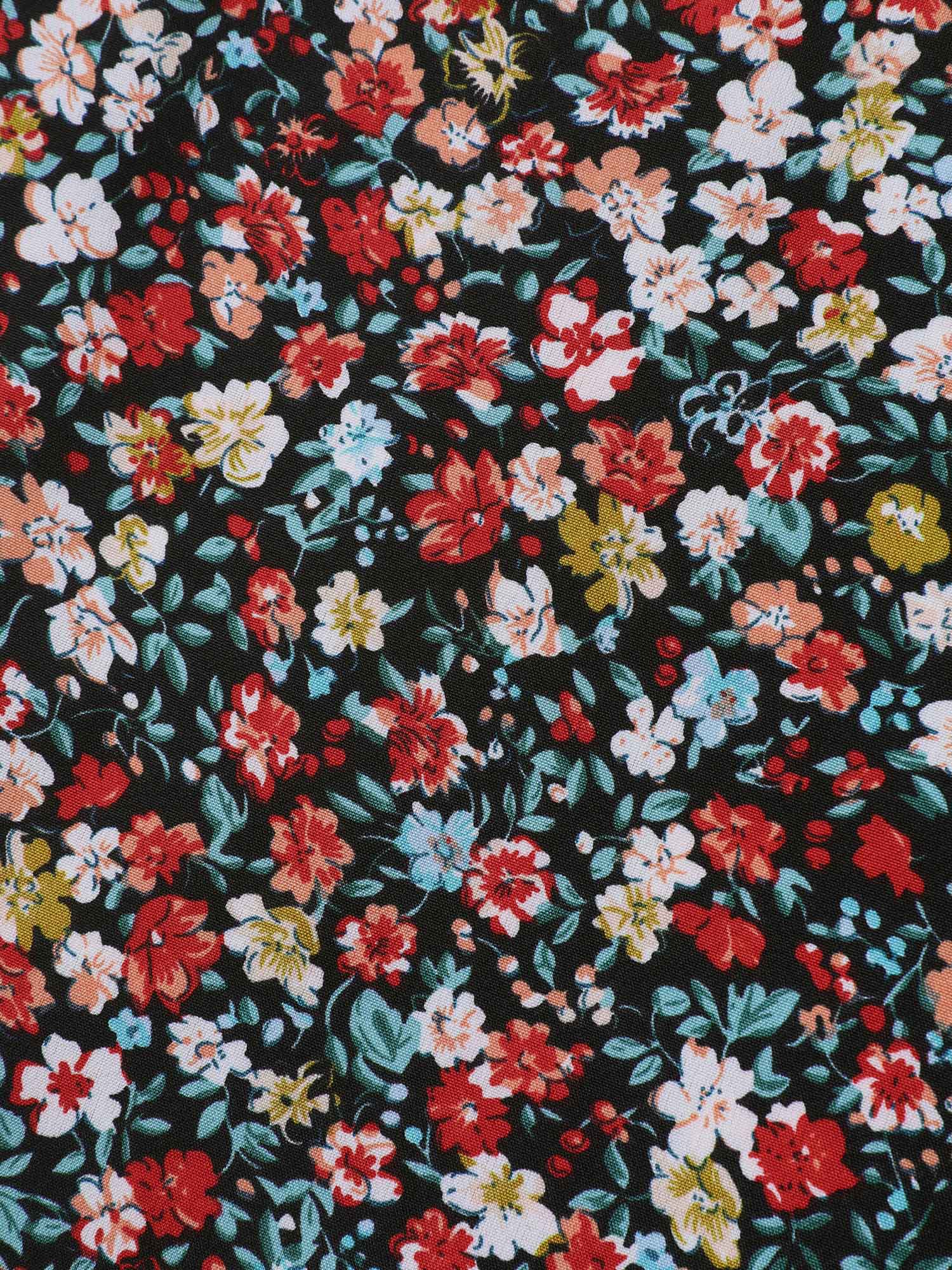 Floral Print Stretchy Smocked Waist Mini Skirt