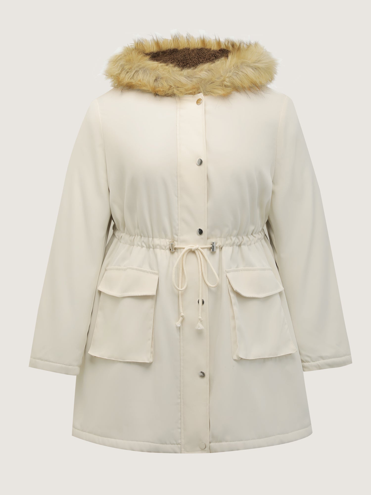 Fur Collar Adjustable Drawstring Quilted Jacket