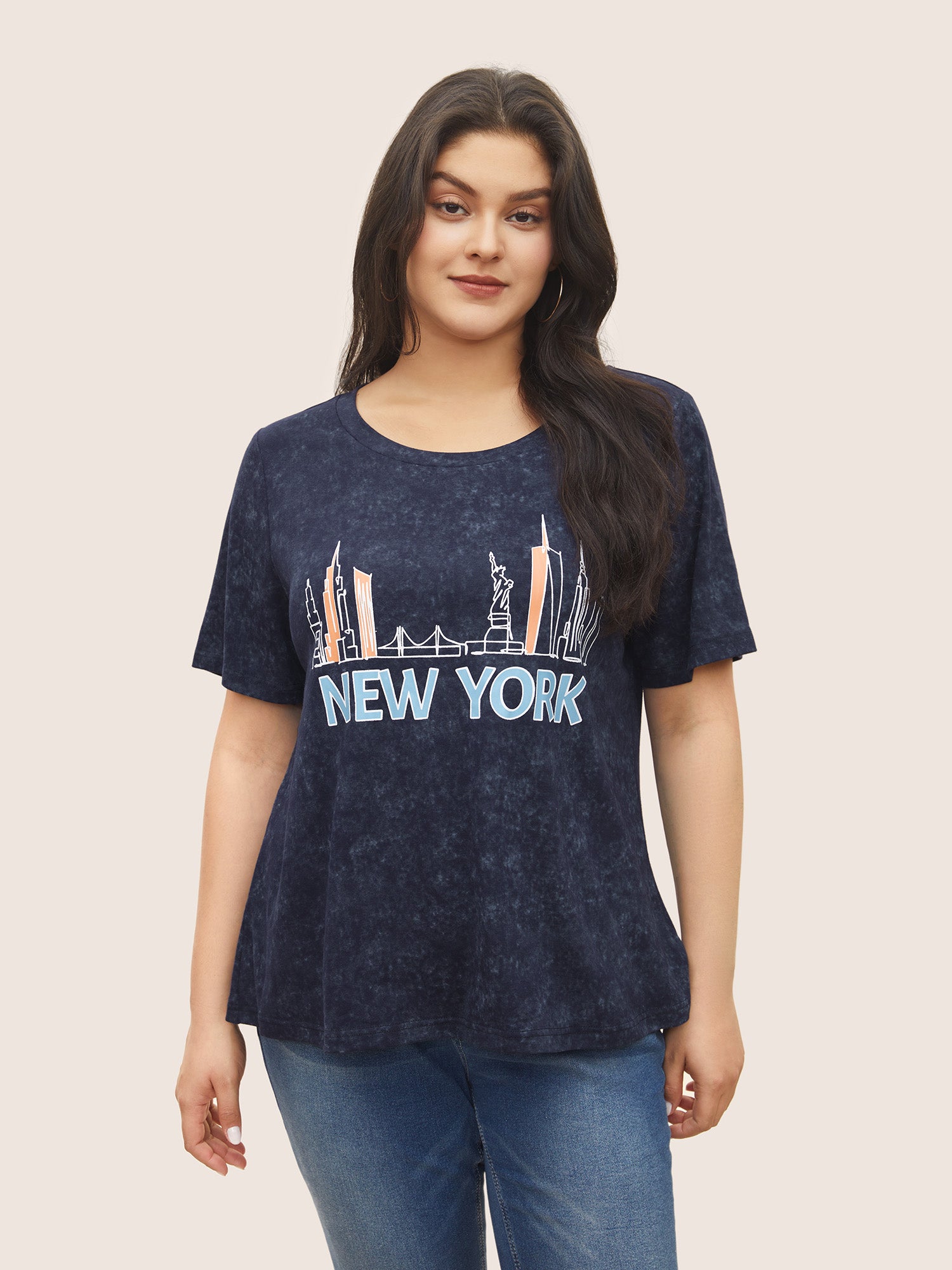 Vintage City Print Crew Neck T-shirt