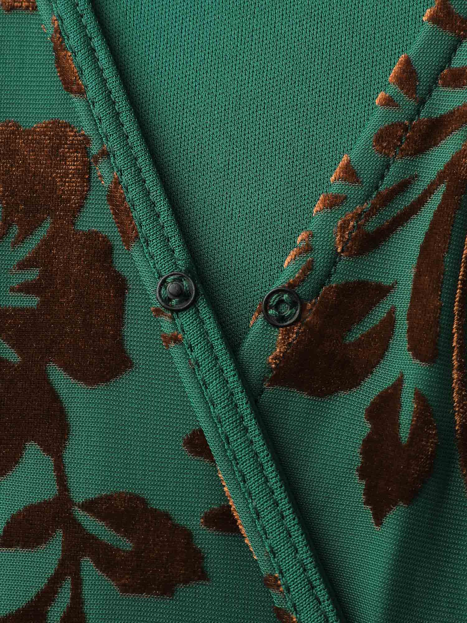 Laser-Cut Velvet Waist-Tie Midi Dress