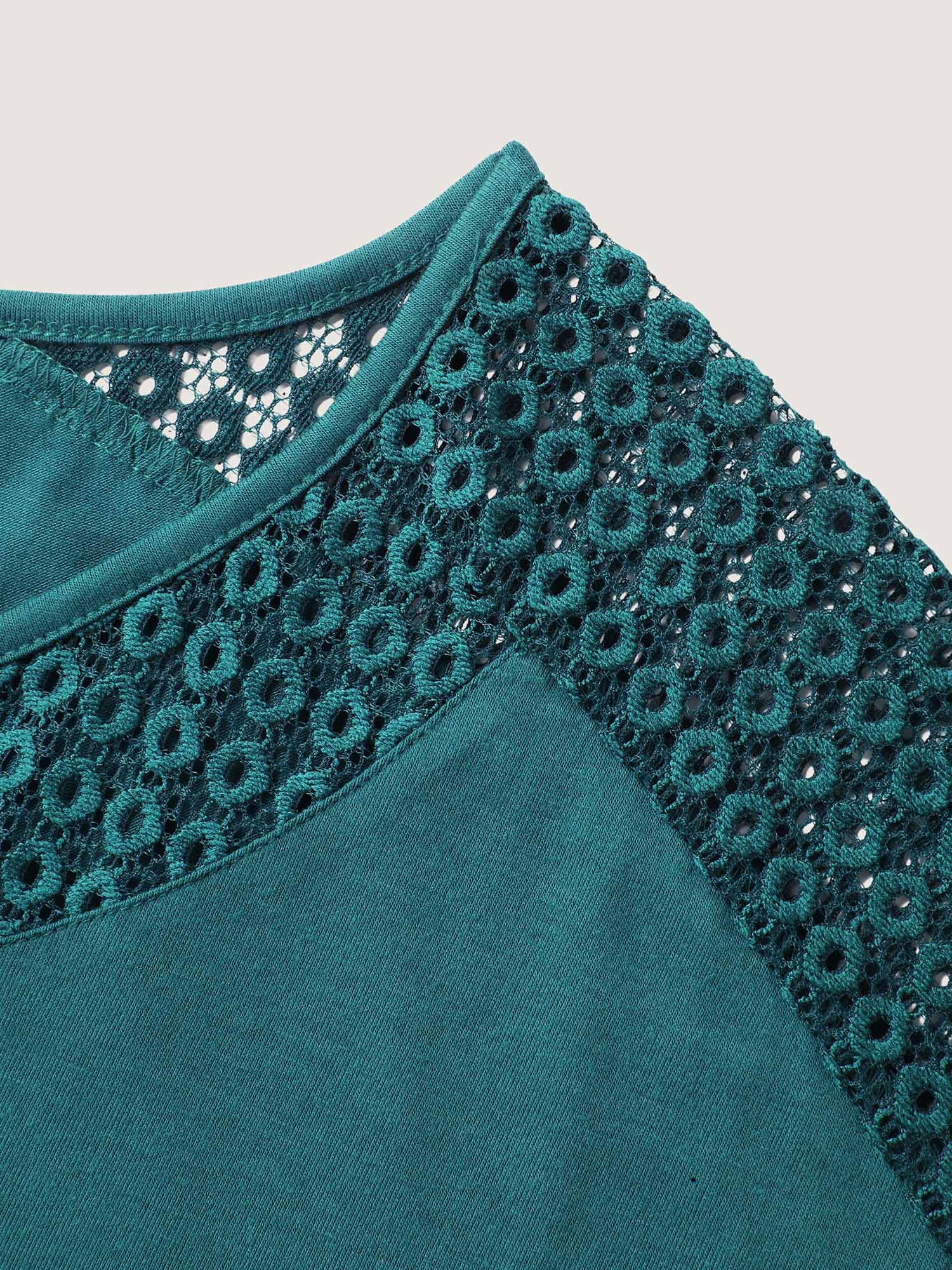 Supersoft Sheer Neckline Solid T-Shirt