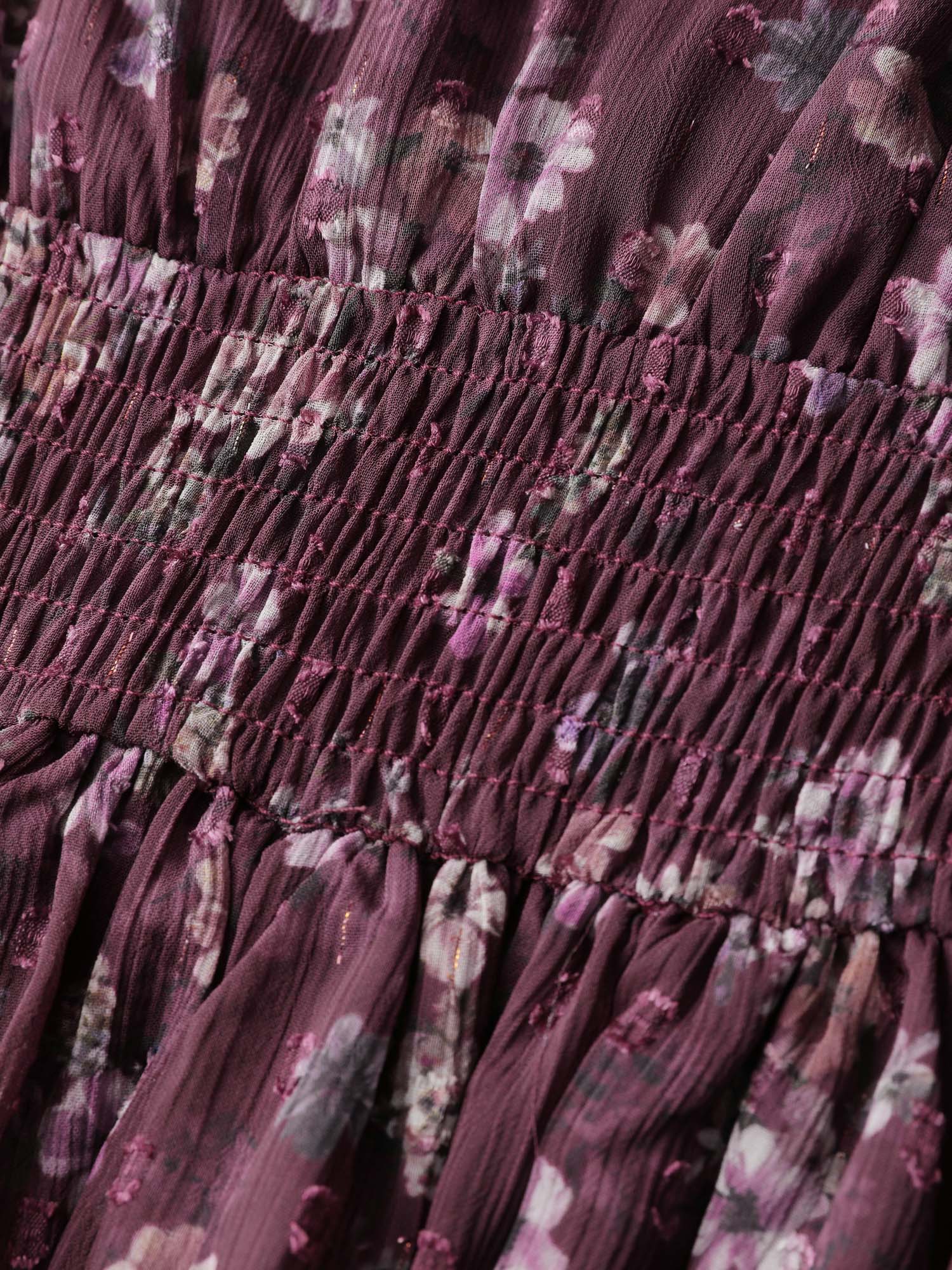 Floral Print Pleated Waist Mini Dress