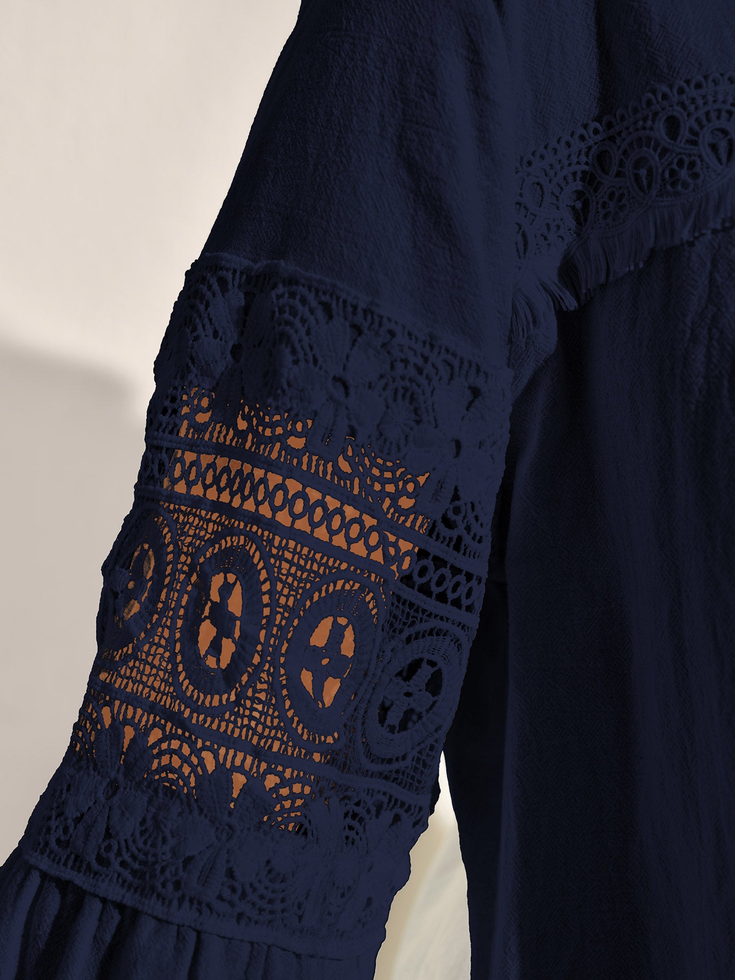 Pure Cotton Sheer Lace Trim Blouse