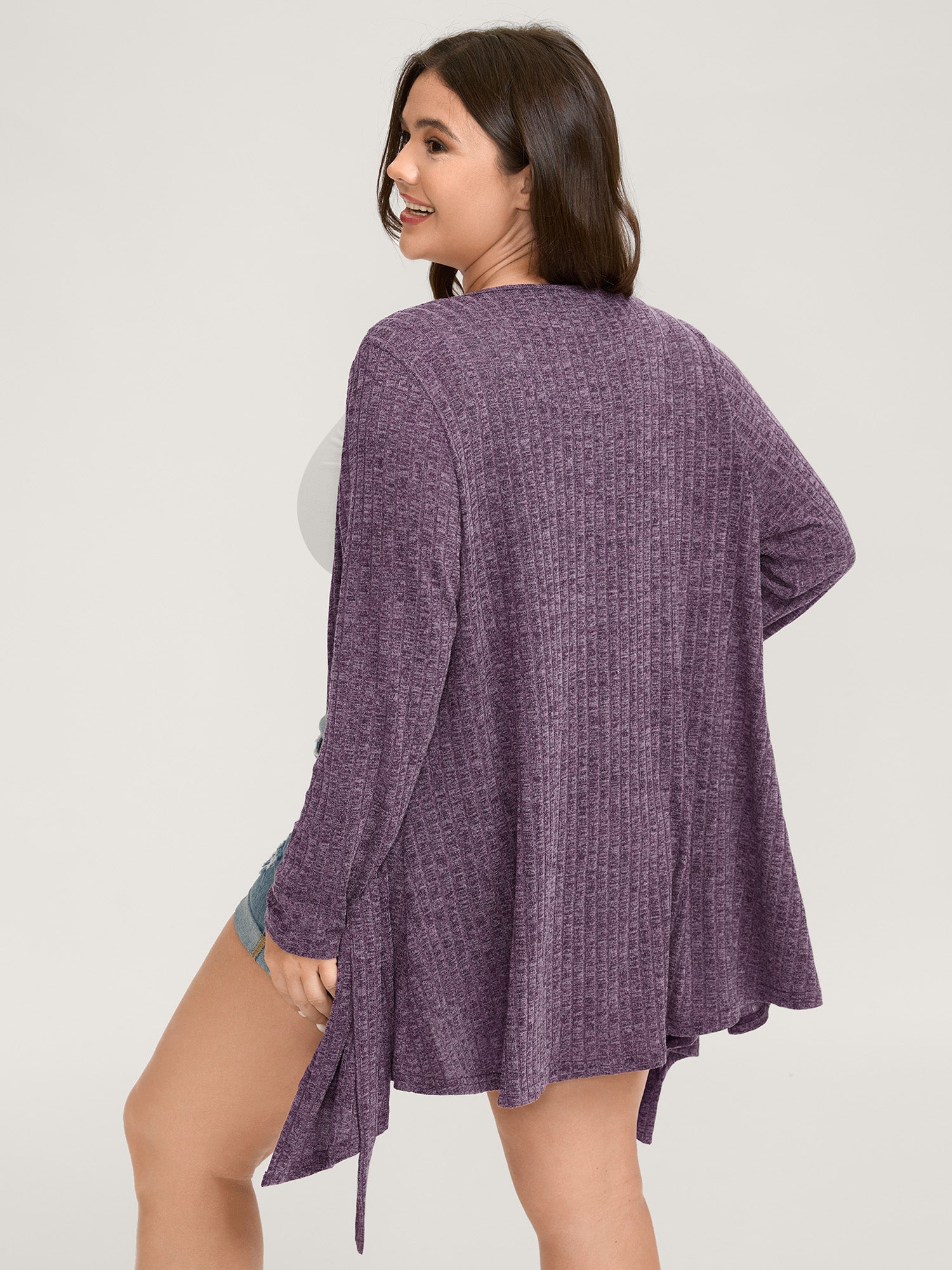 Heather Ribbed Supersoft Front-Tie Jacket