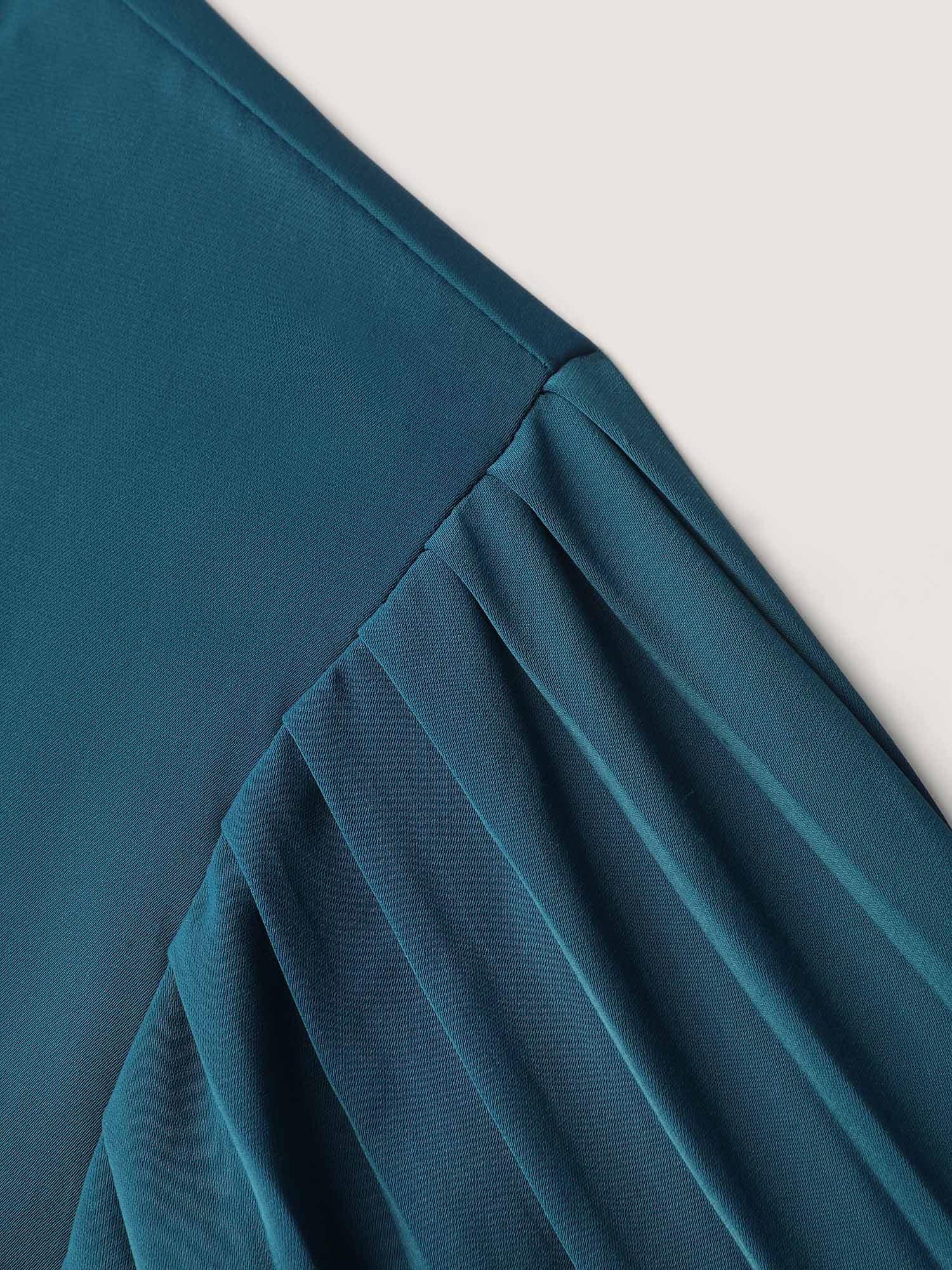 Shirred Cuffs Pleated Sleeve Blouse