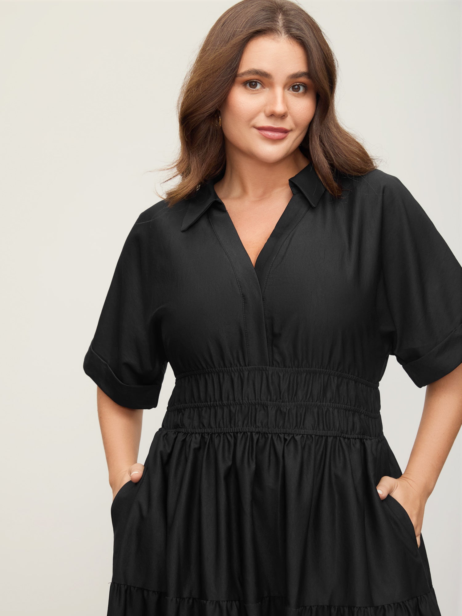 Midfield Tiered Midi Shirt Dress
