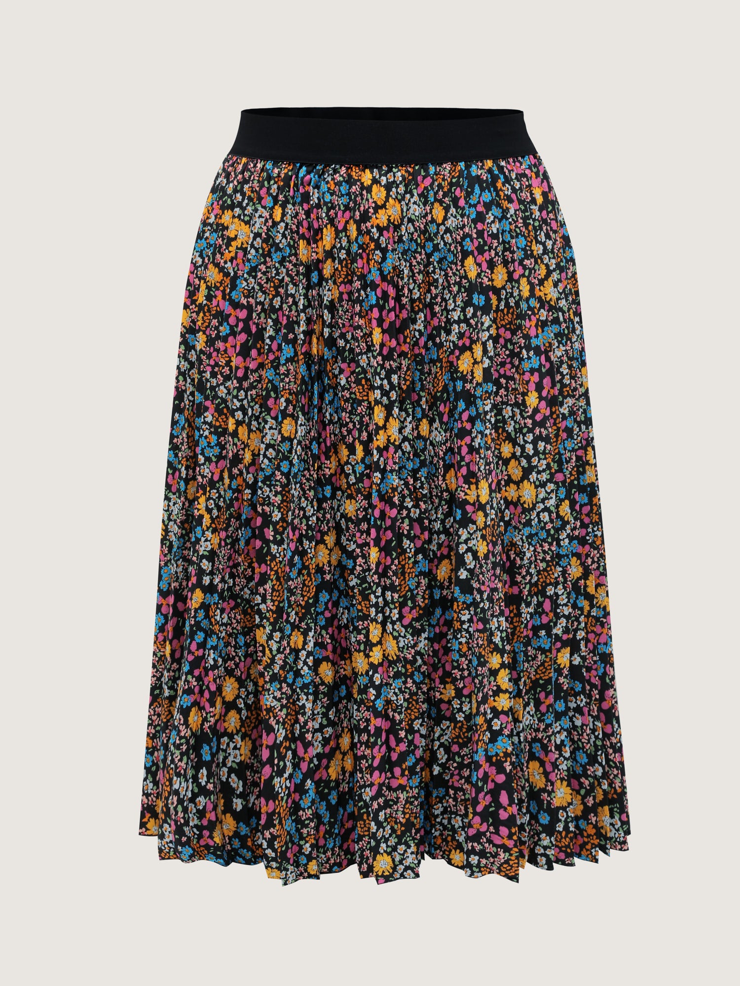 Floral Print Pleated Maxi Skirt