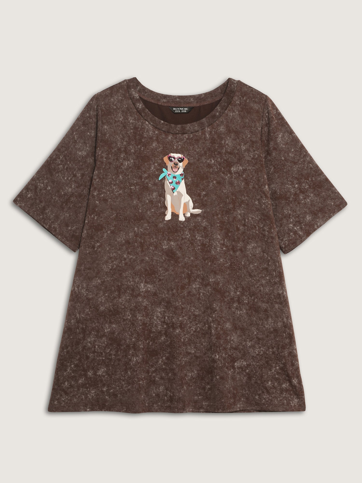 Chic Dog Pattern Snowflake Effect T-Shirt