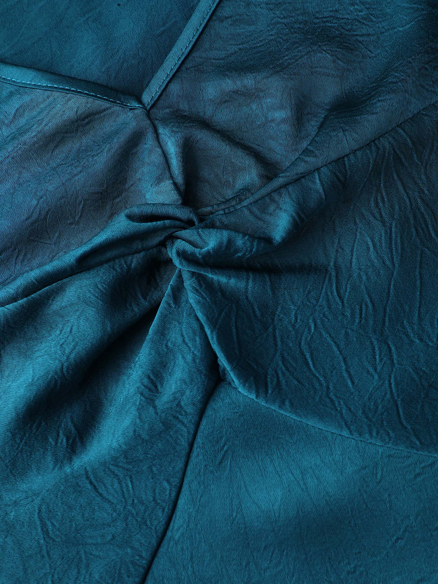 Satin-Like Ruched Sleeve Midi Dress