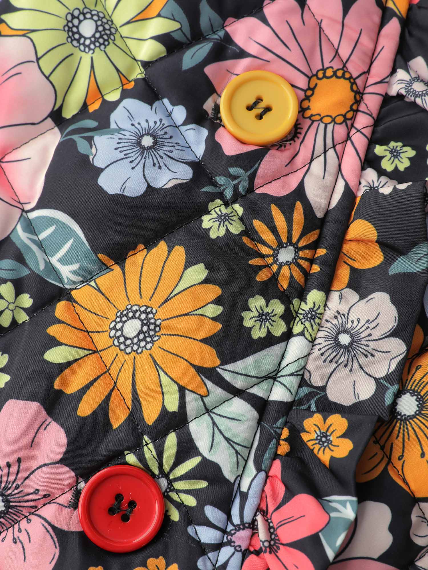 Floral Quilted Cotton Ruffled Neck Vest