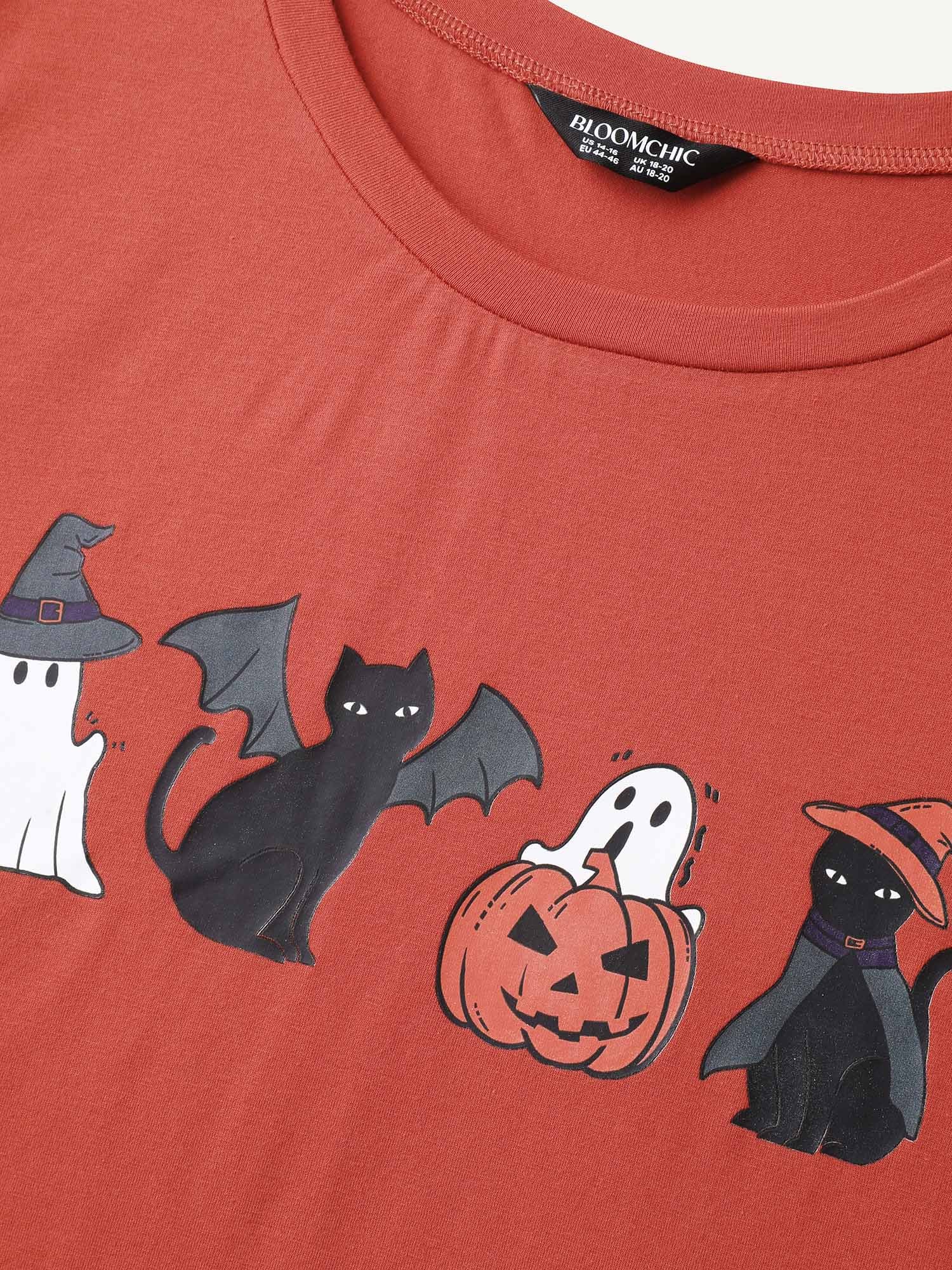 Spooky Print Round Neck T-Shirt