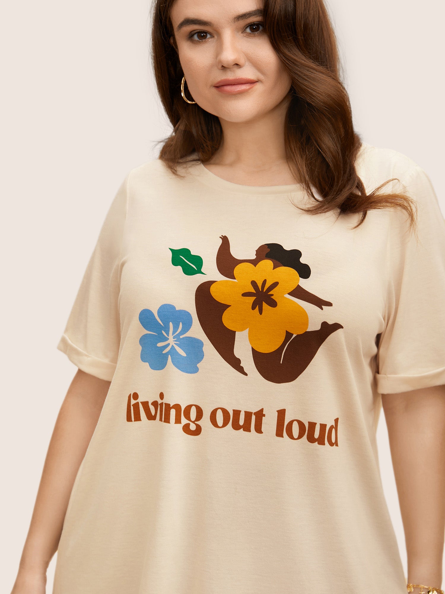 Body Positive Slogan Print Round Neck T-shirt