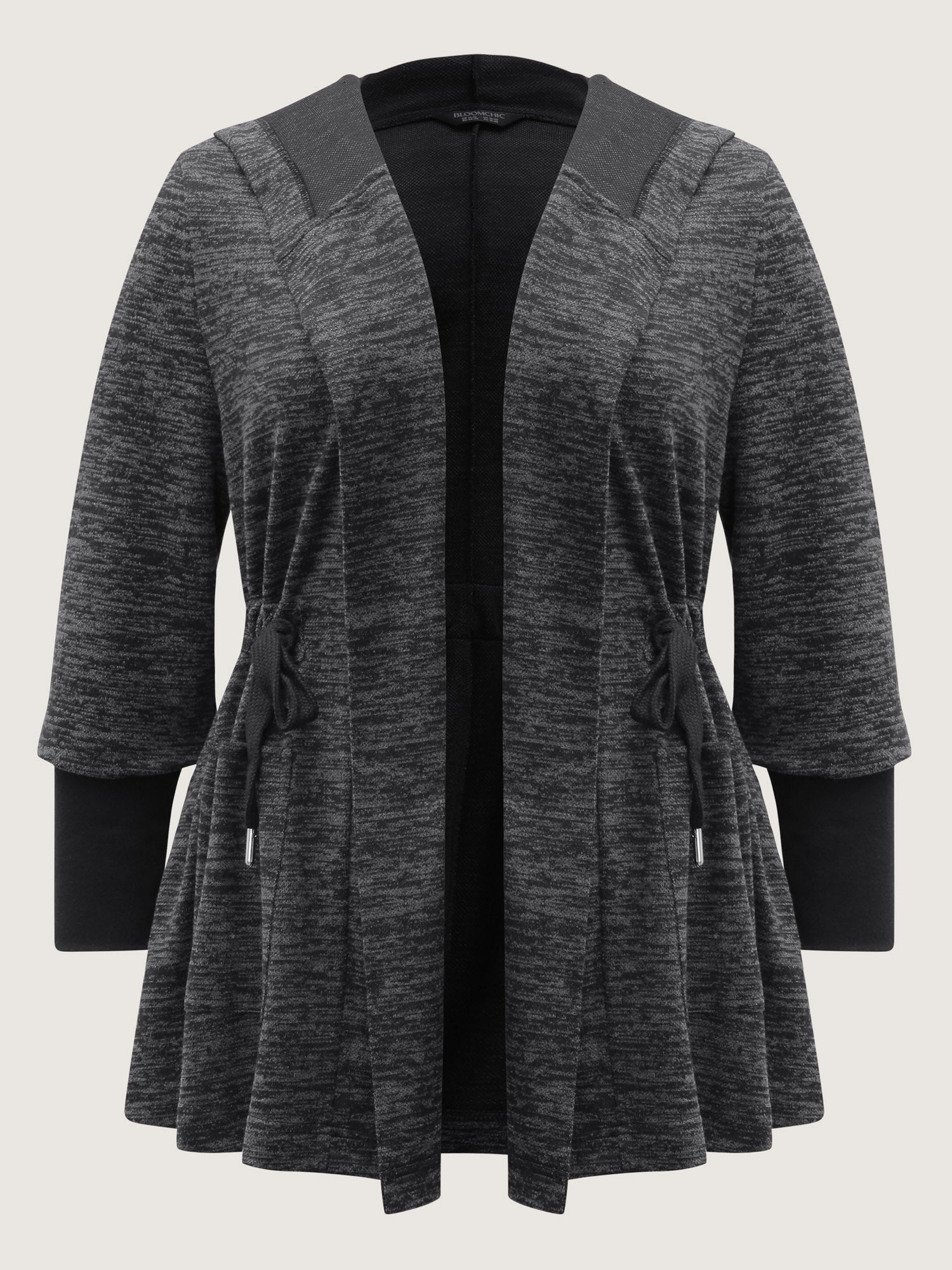 Channel Drawstring Contrast Hooded Jacket