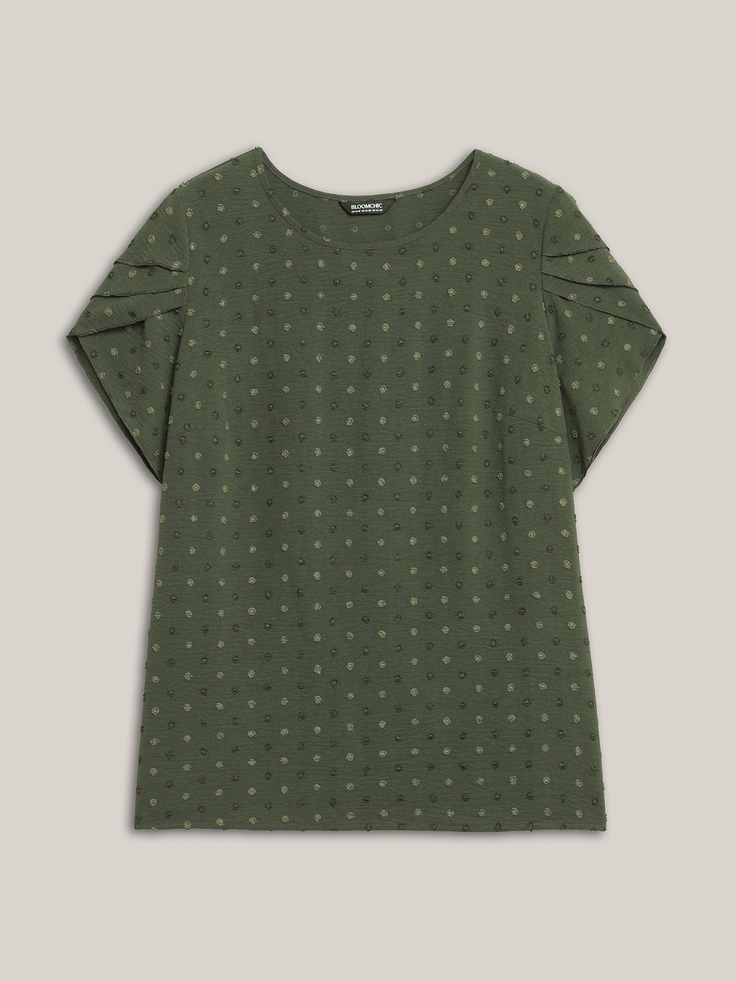 Textured Color Contrast Petal Sleeve Blouse