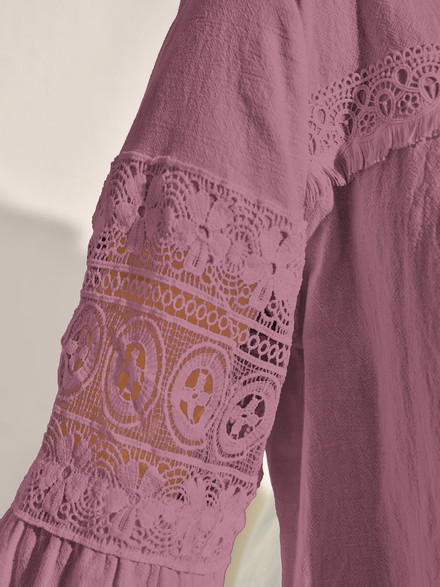 Pure Cotton Sheer Lace Trim Blouse