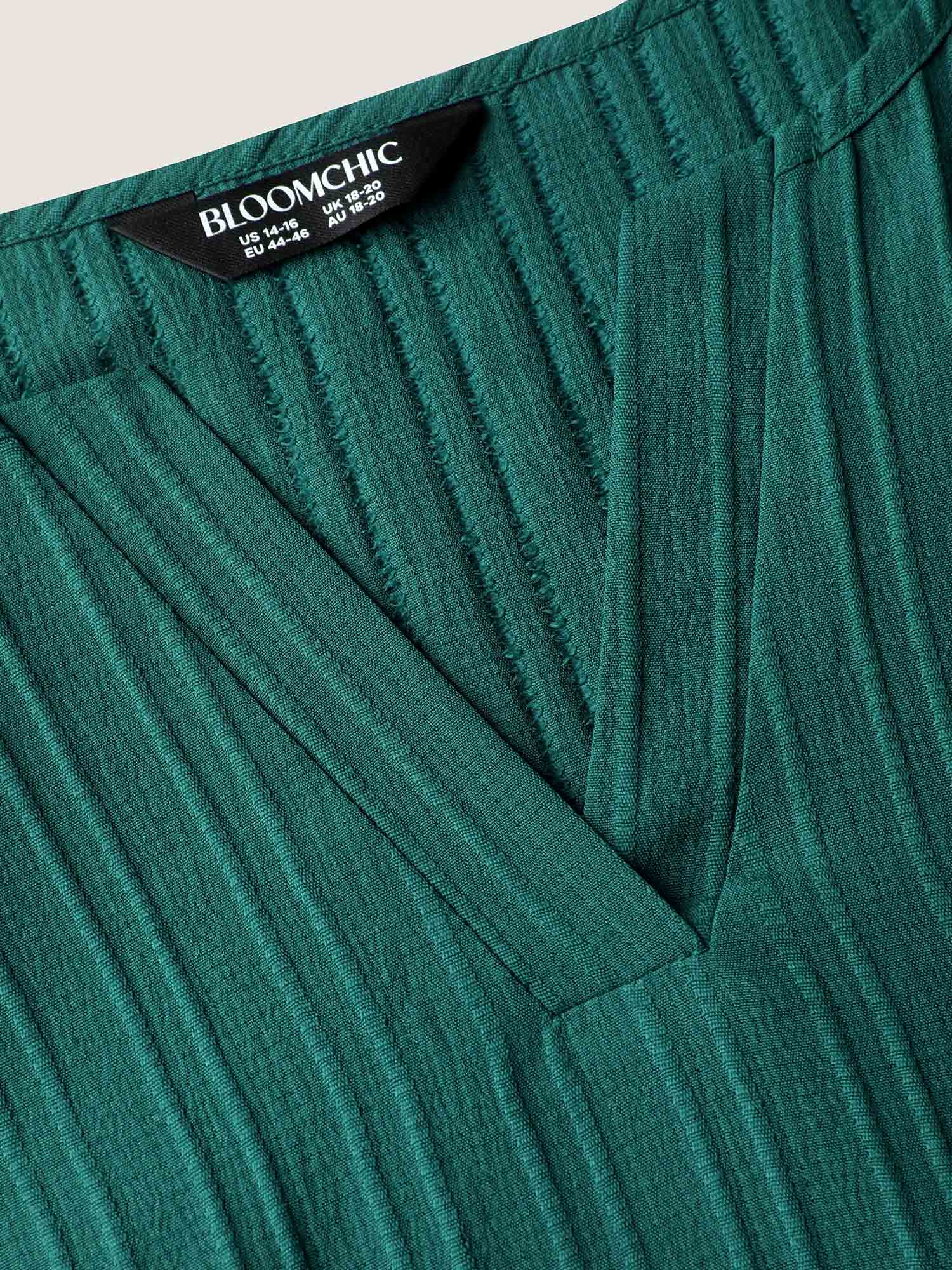 Textured Shirred Cinched Waist Midi Dress