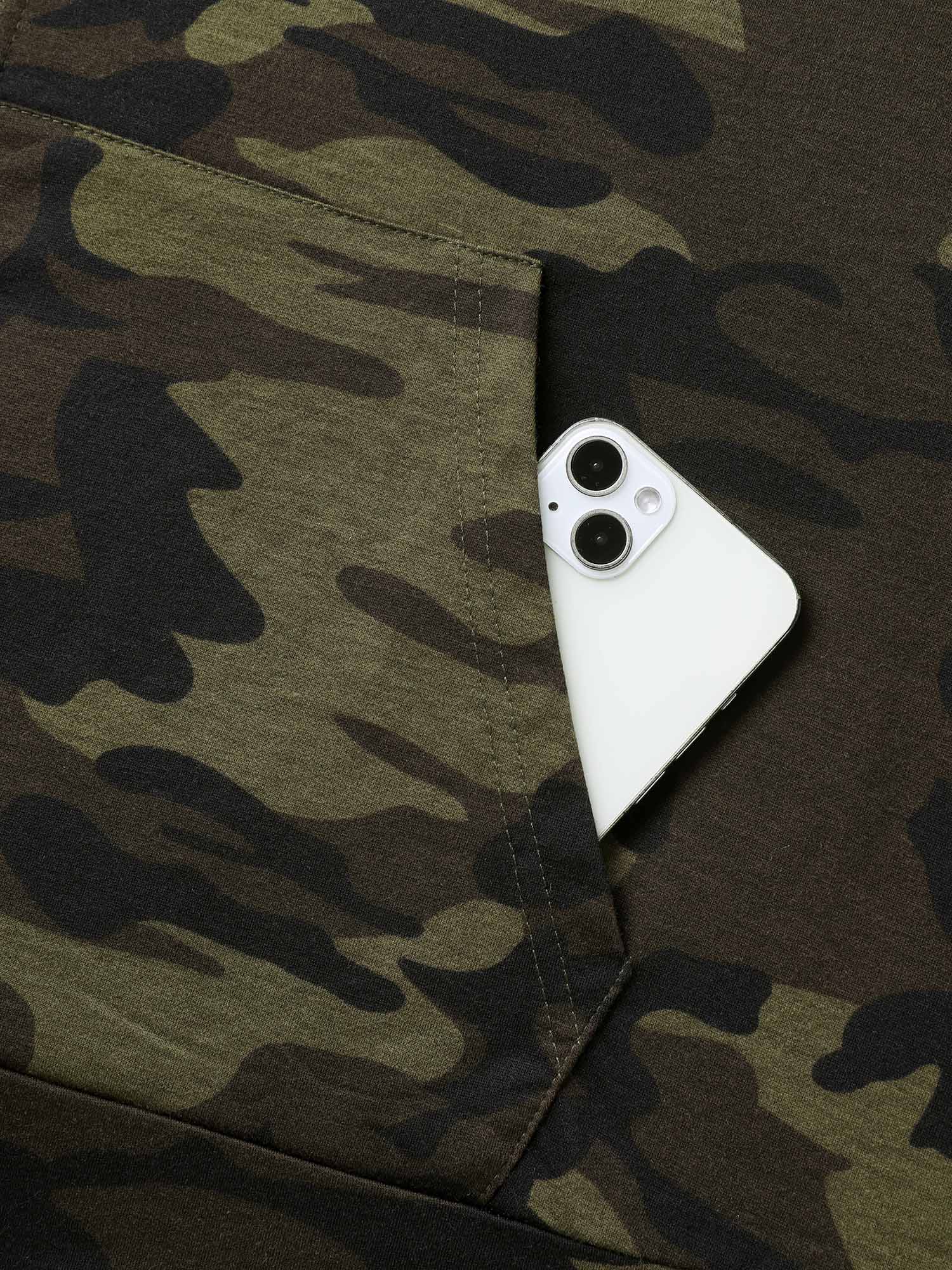 Camouflage Print Stretchy Zipper Hoodie