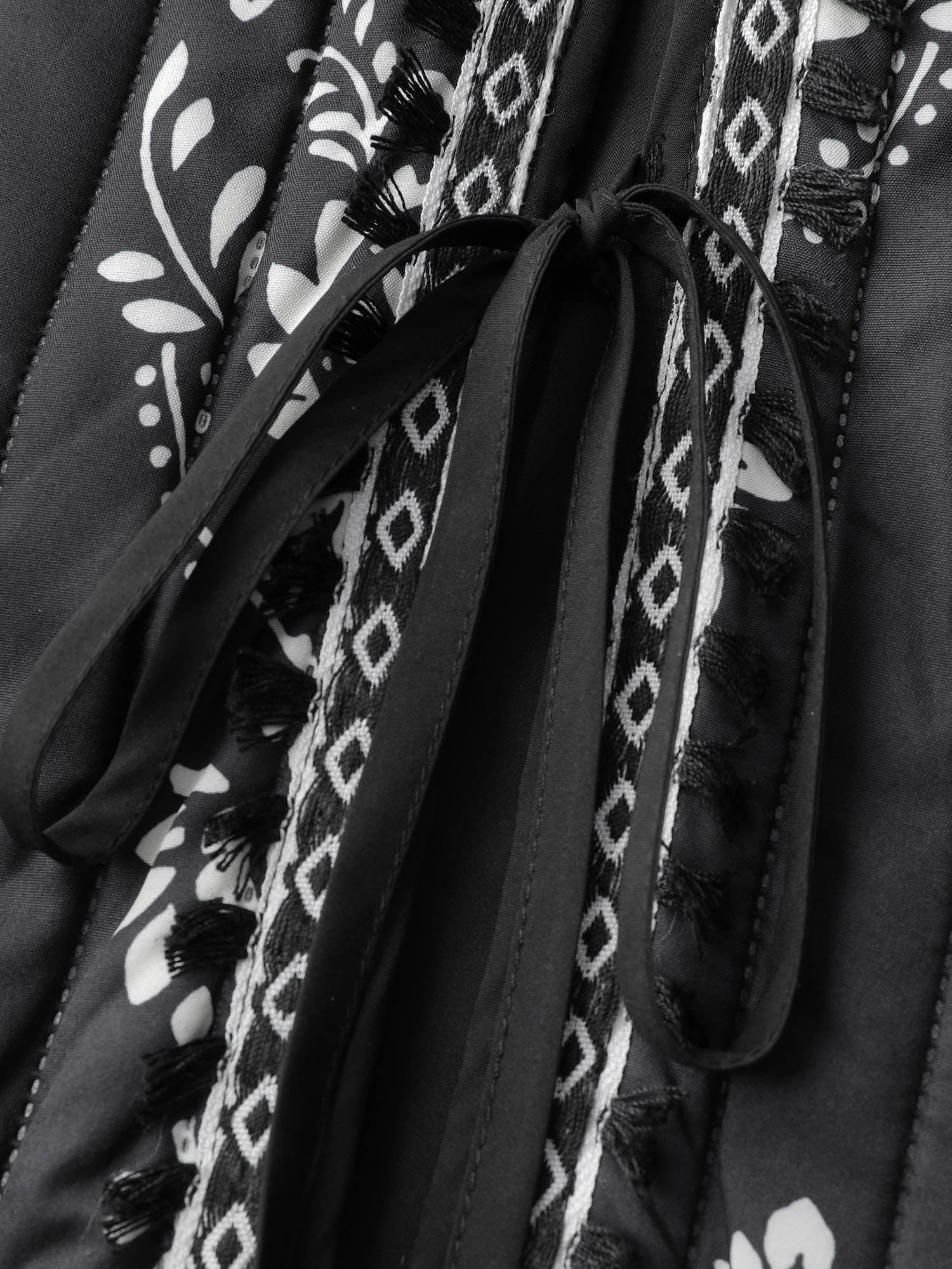 Boho Print Double Front-Tie Vest