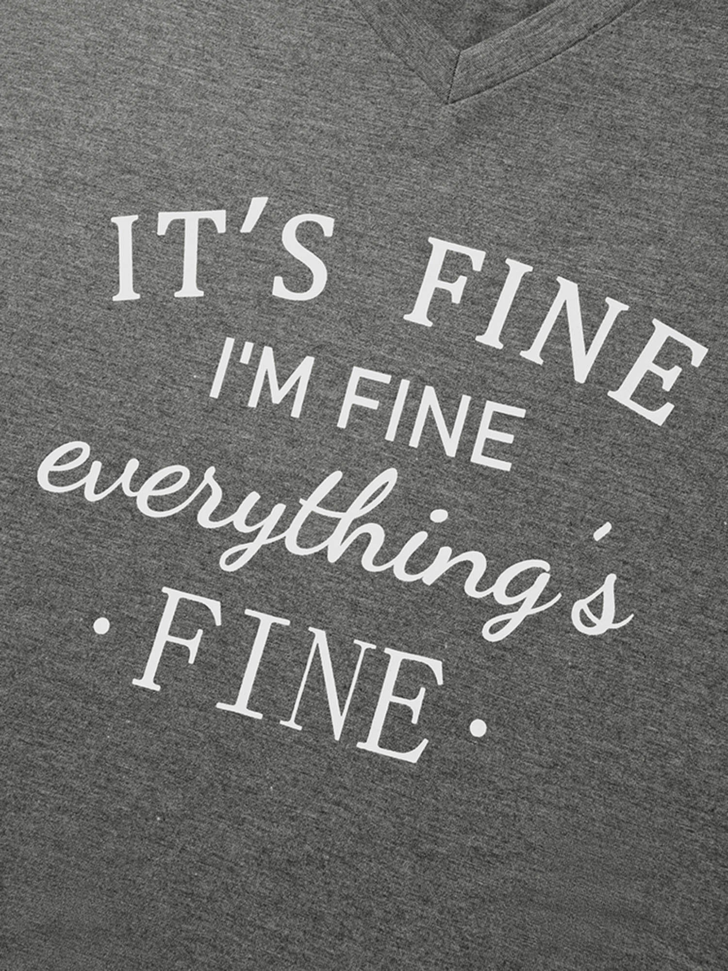 Letter Print V Neck T-shirt