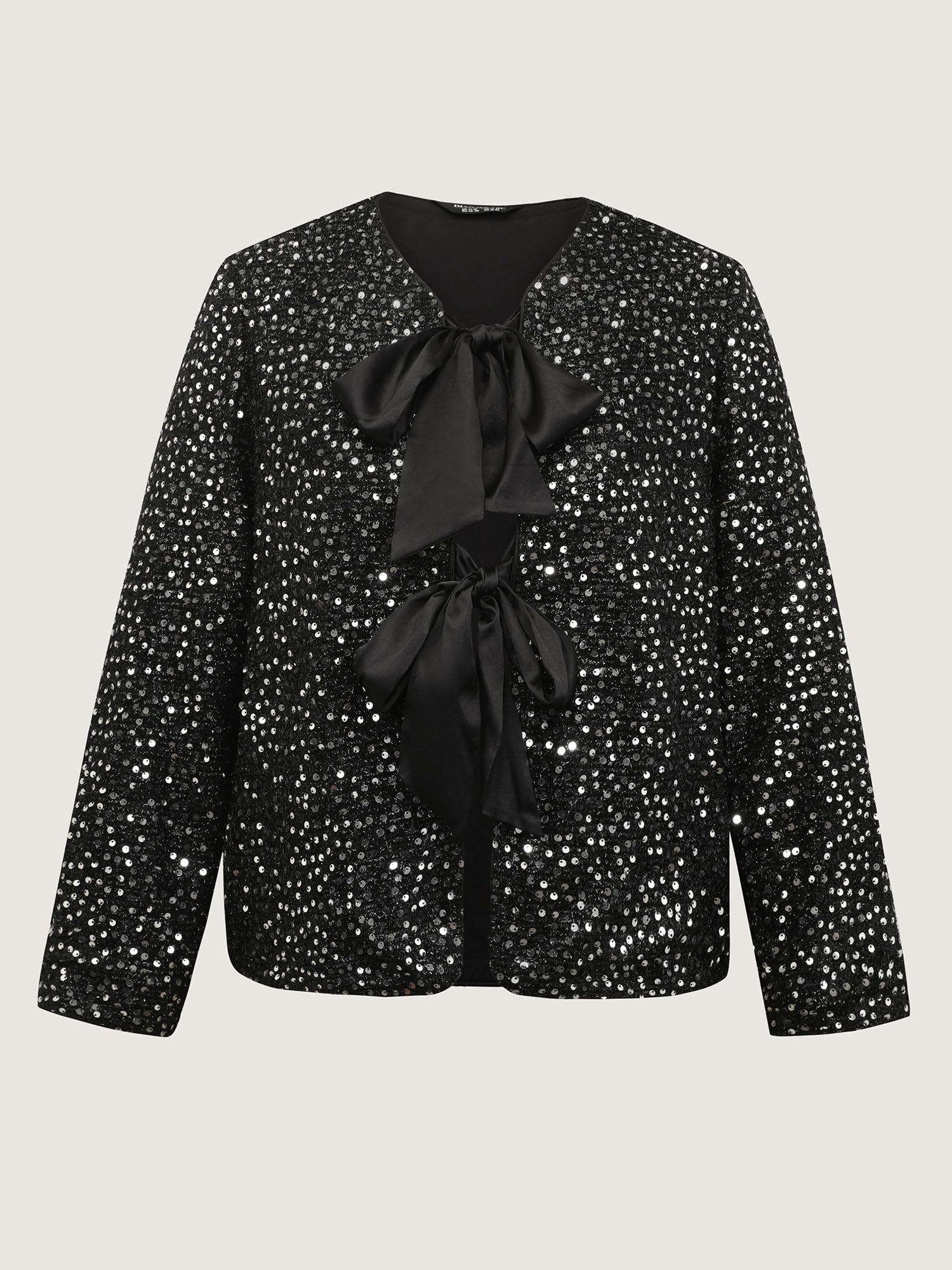 Sequin Bowtie Cropped Coat