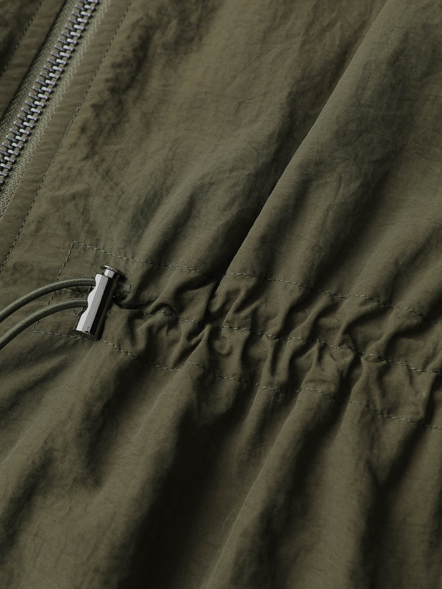 Drawstring Waist Pockets Hooded Coat