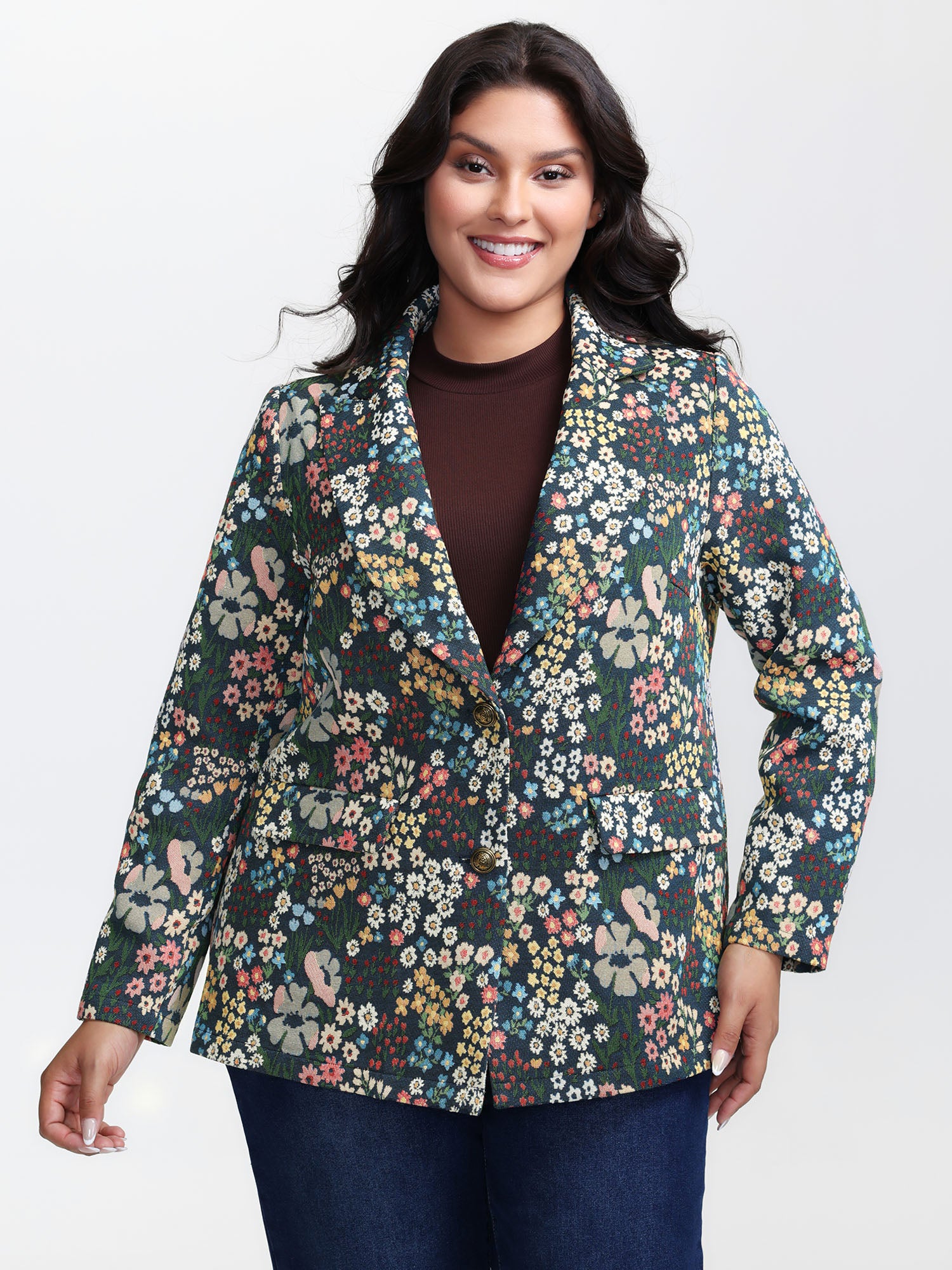 Yarn Dyed Jacquard Colorful Blazer