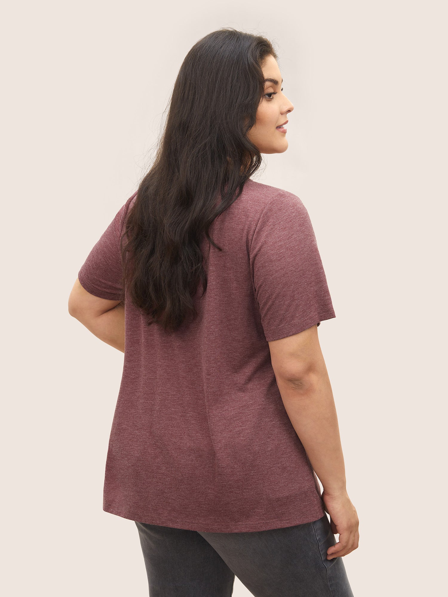 Heather Positive Slogan Crew Neck T-shirt