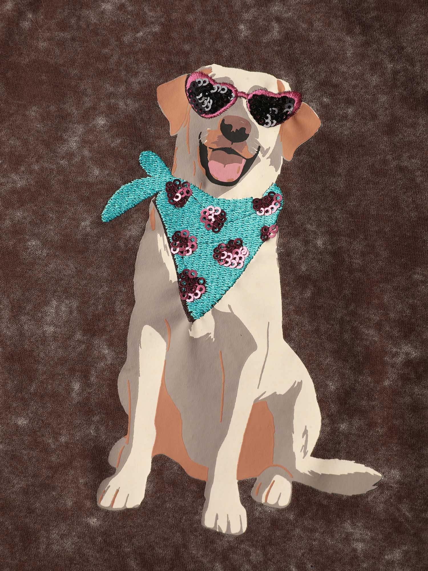 Chic Dog Pattern Snowflake Effect T-Shirt