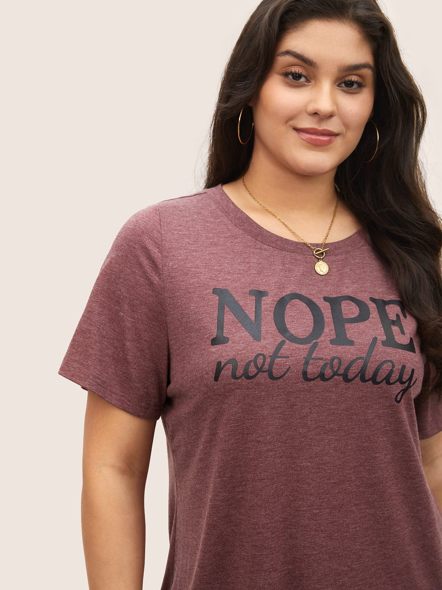 Heather Positive Slogan Crew Neck T-shirt