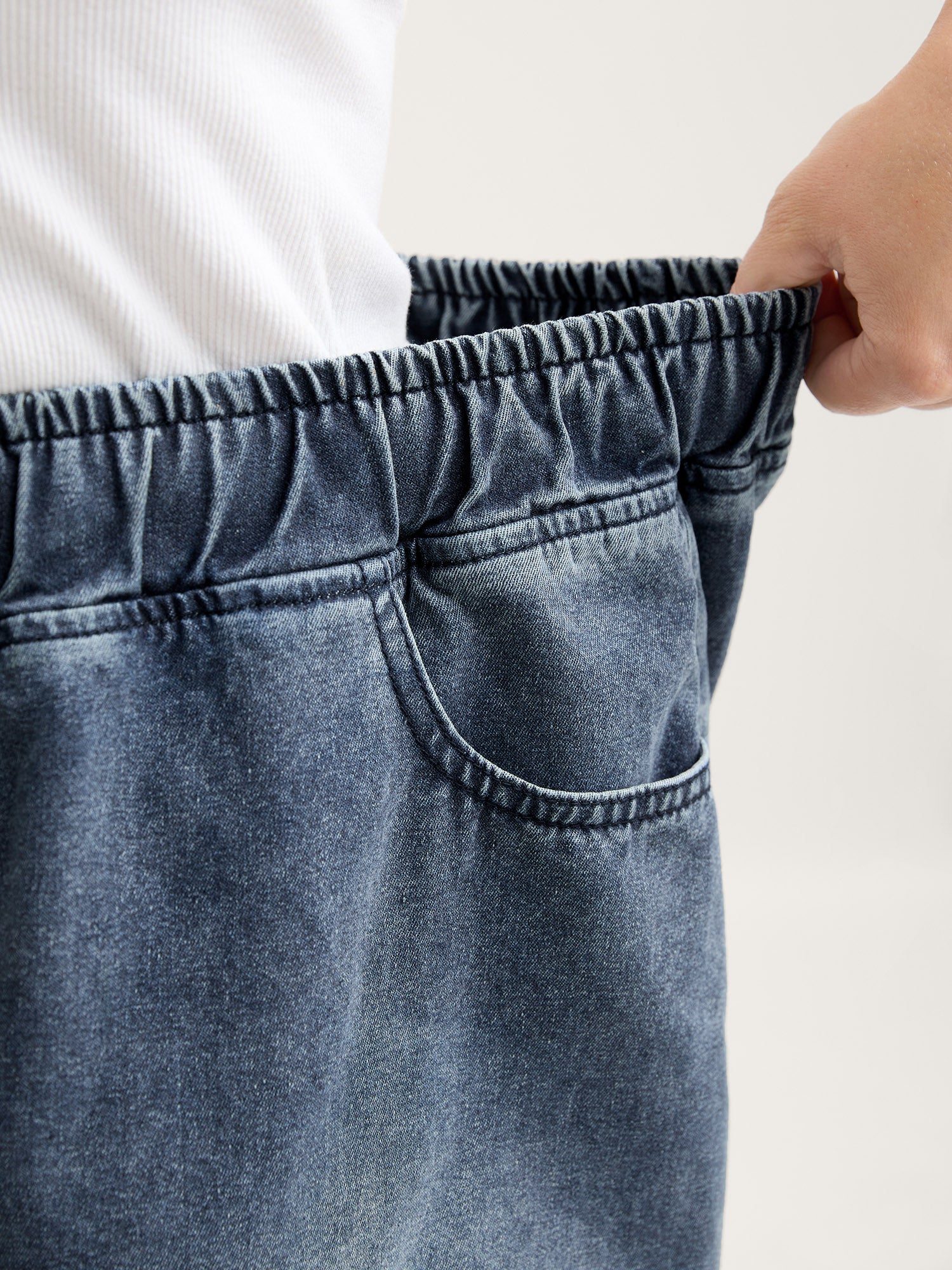 Elastic Band A-Line Denim Skirt