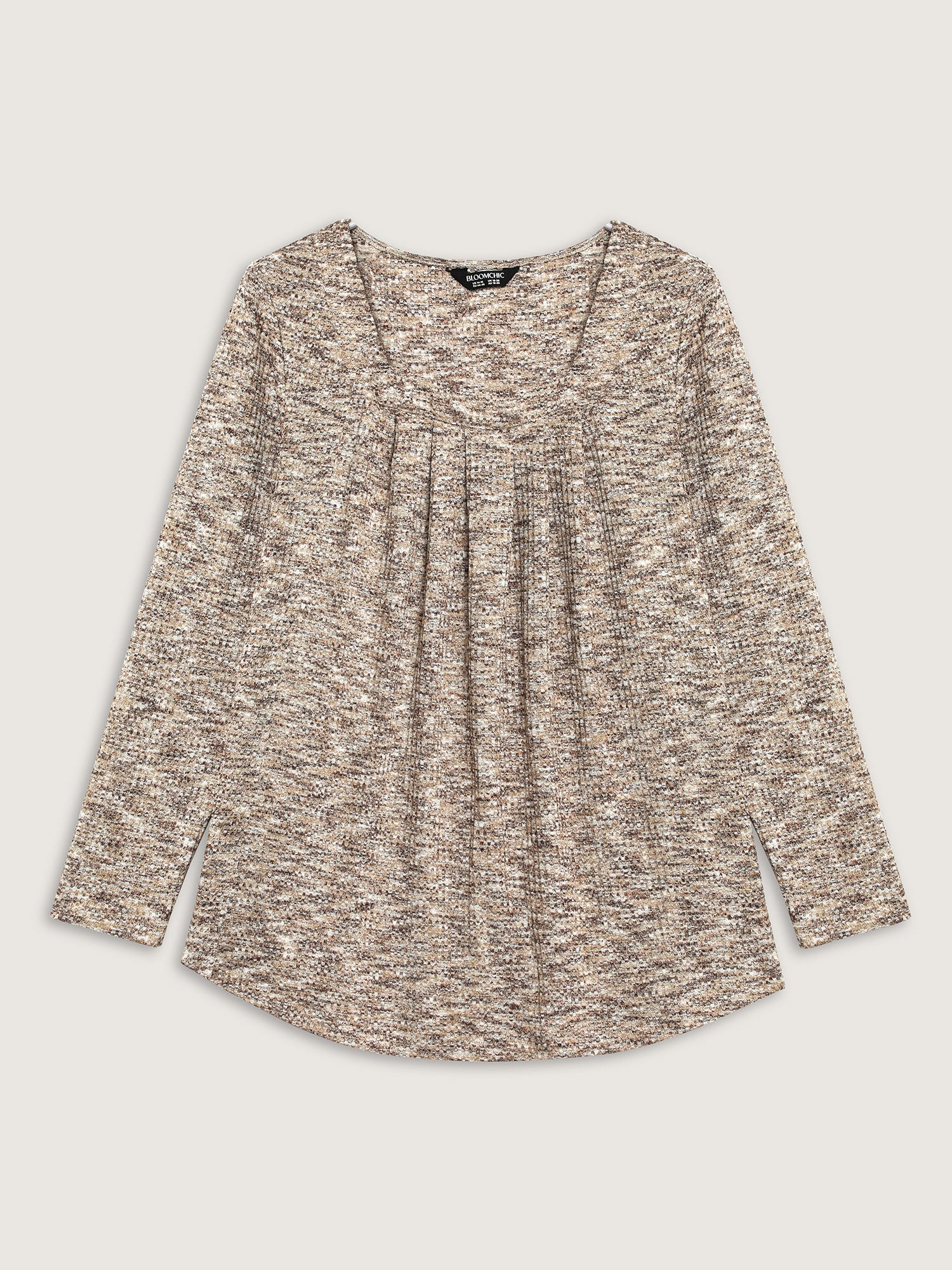 Textured Knit Pleated Neckline Top