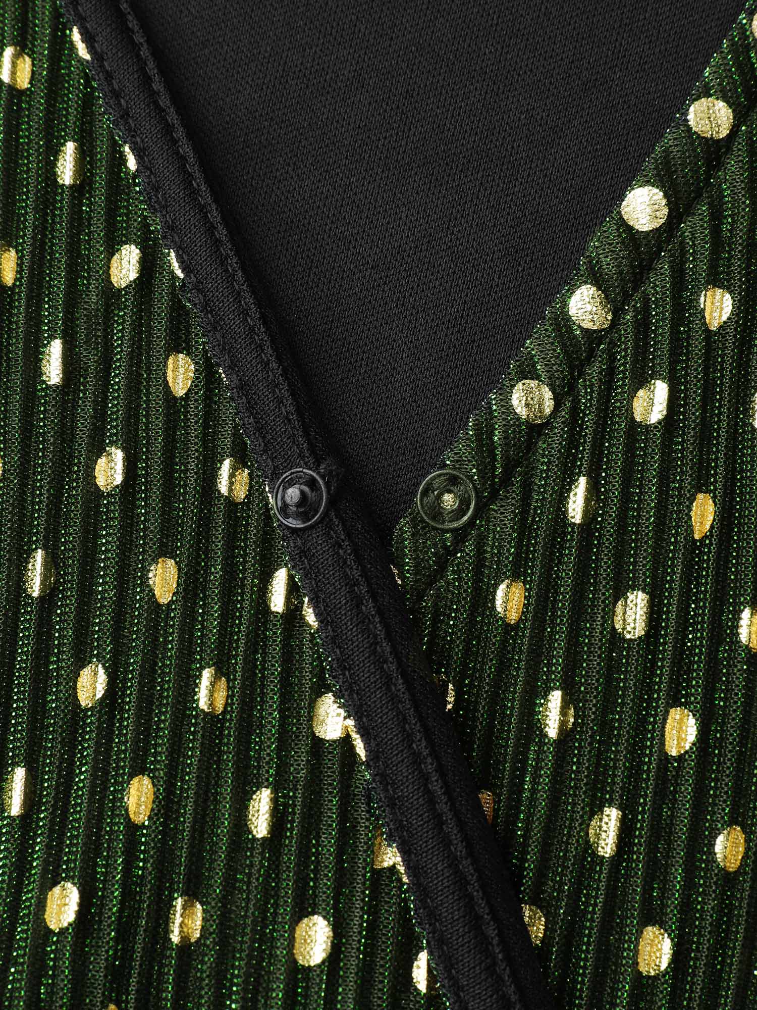 Lurex Textured Flared V-Neck Blouse