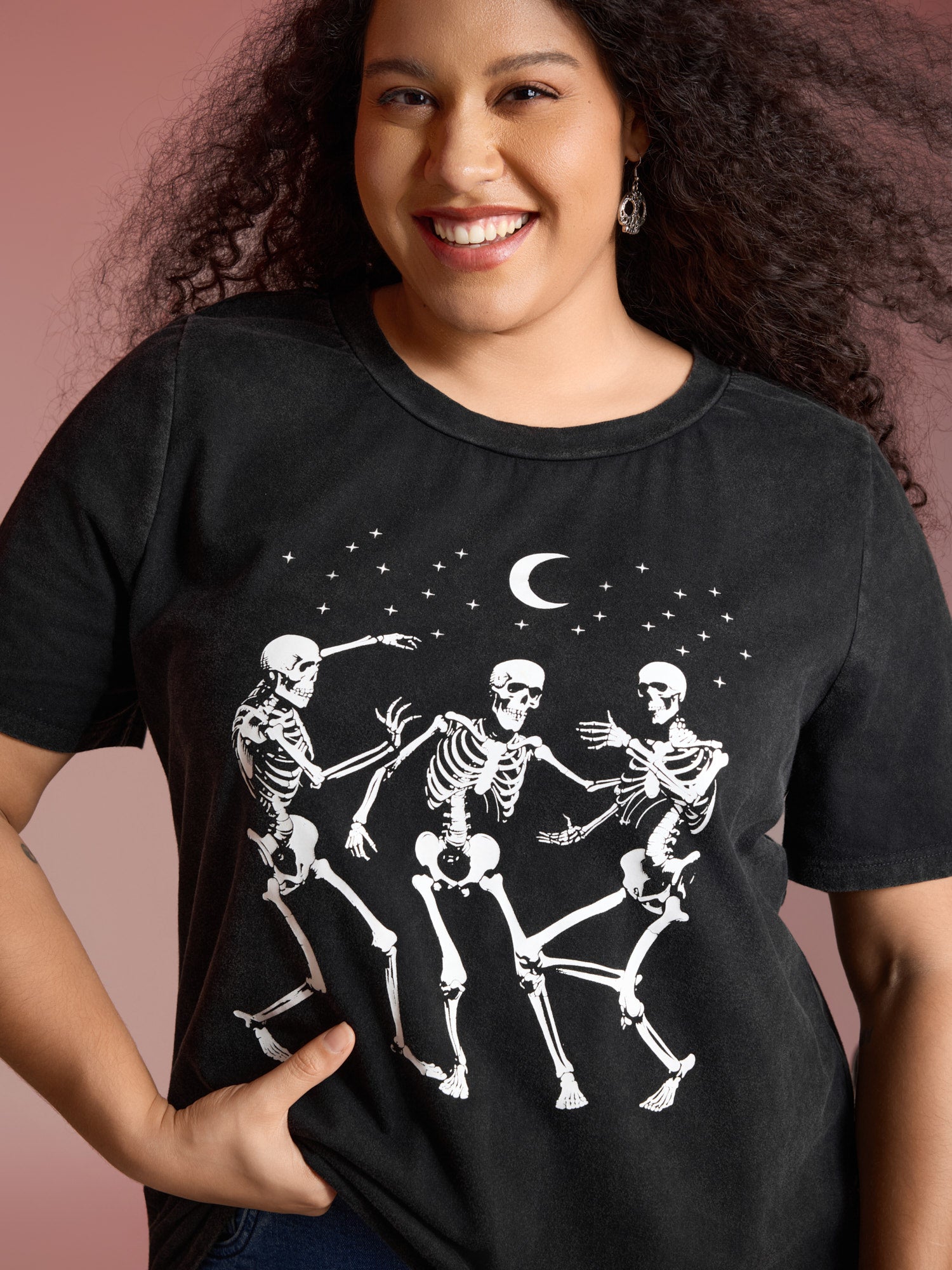 Dancing Skeletons Printed Crew Neck T-shirt