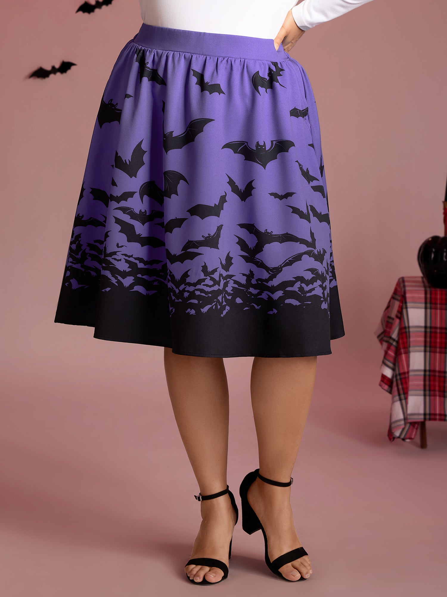 Bats Everywhere Halloween Midi Skirt