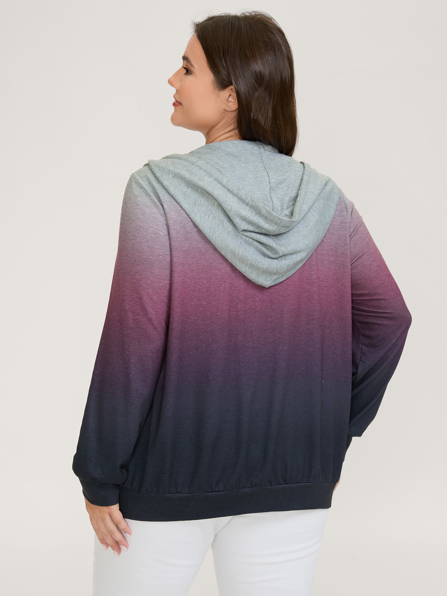 Ombre Gradient Zipper Front Jacket