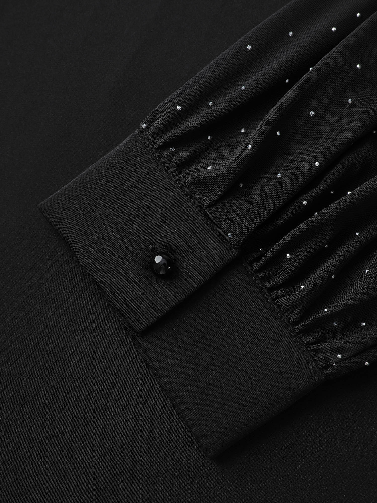 Hotfix Rhinestones Sheer Blouse