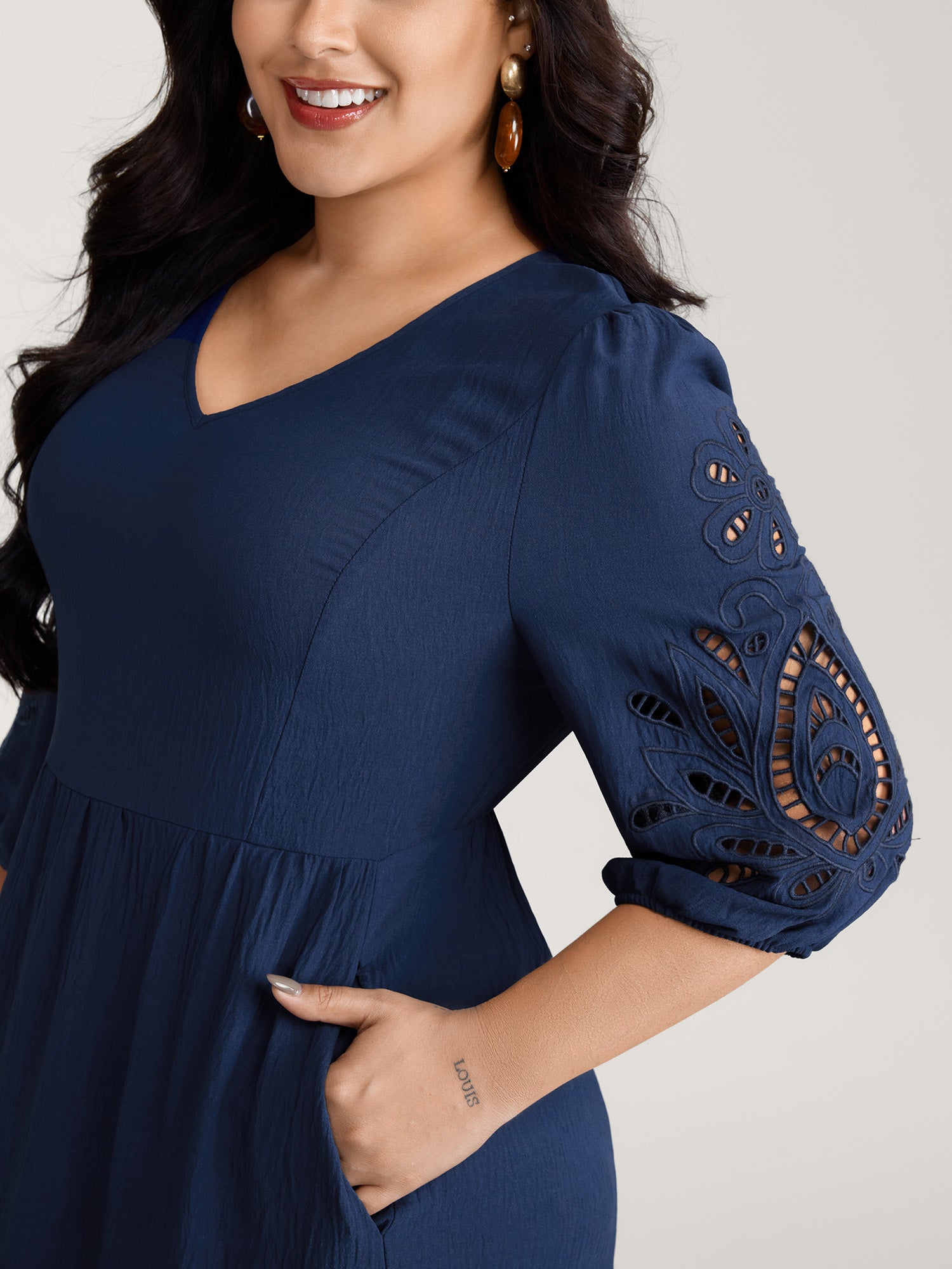 Floral Cut-Out Embroidery Tiered Maxi Dress