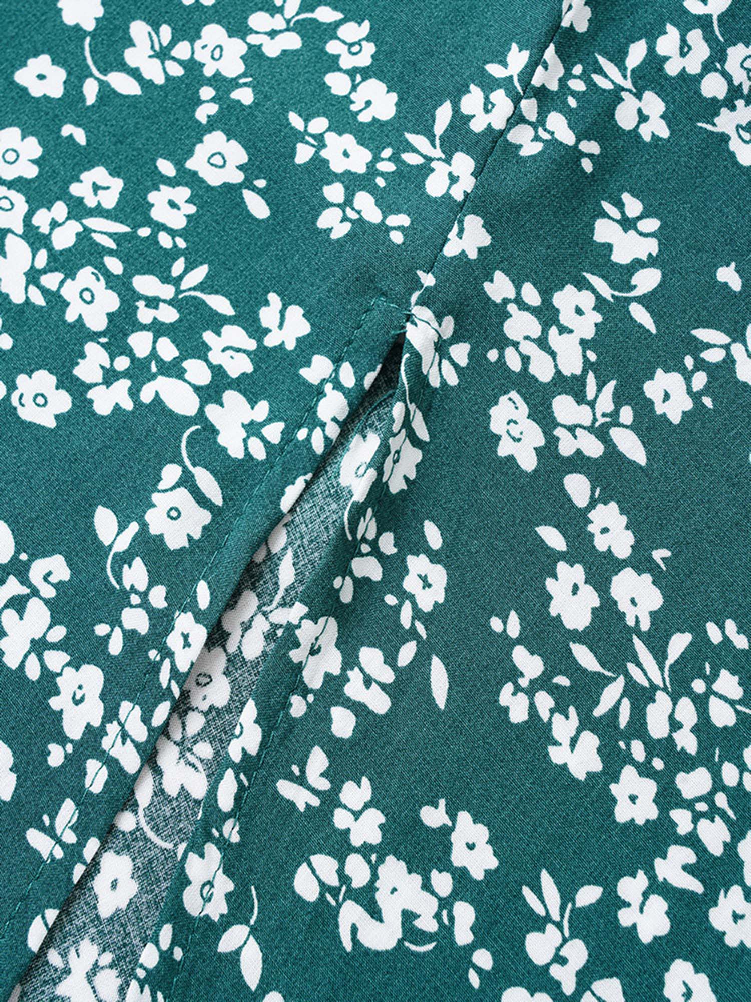 Bloom Dress - Flutter Sleeve Ditsy Floral Pocket Split Maxi Dress