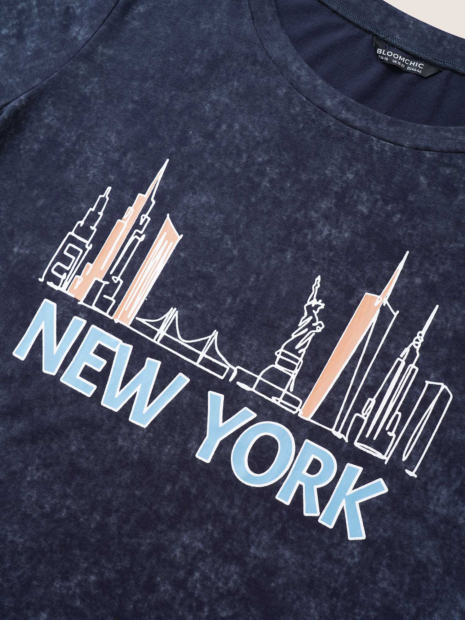 Vintage City Print Crew Neck T-shirt