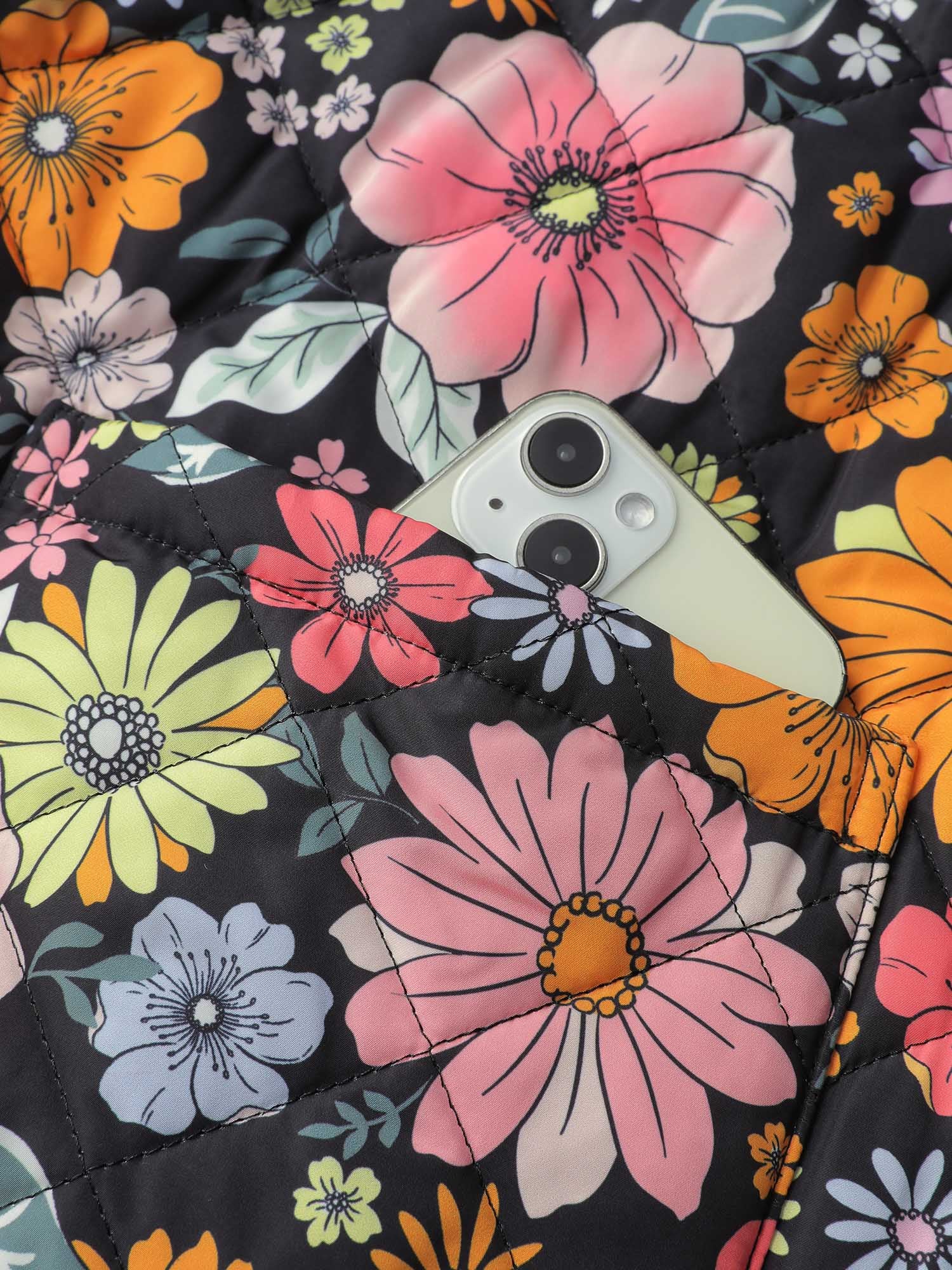 Floral Quilted Cotton Ruffled Neck Vest