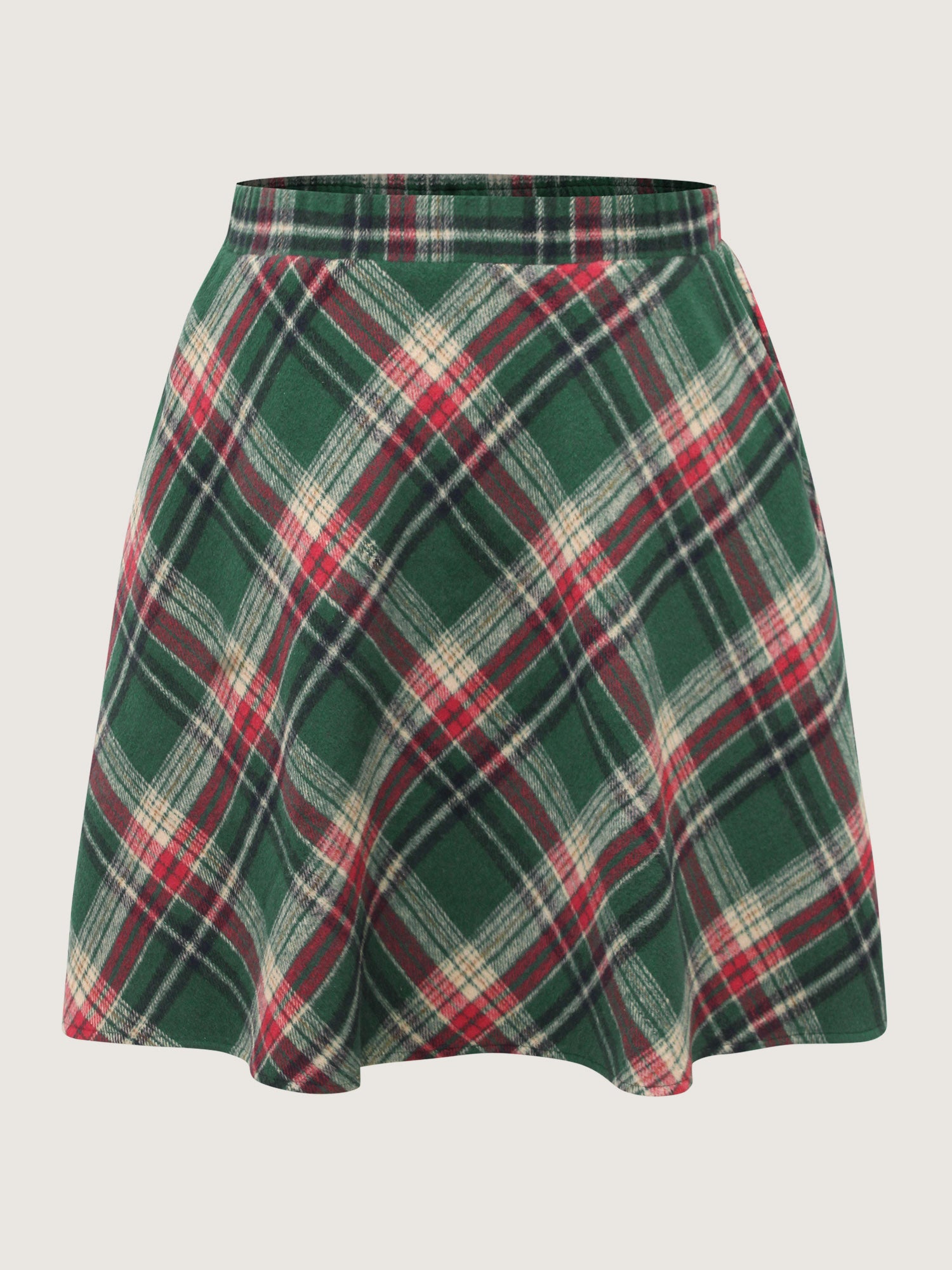 Plaid Pattern Elastic Waist A-line Mini Skirt