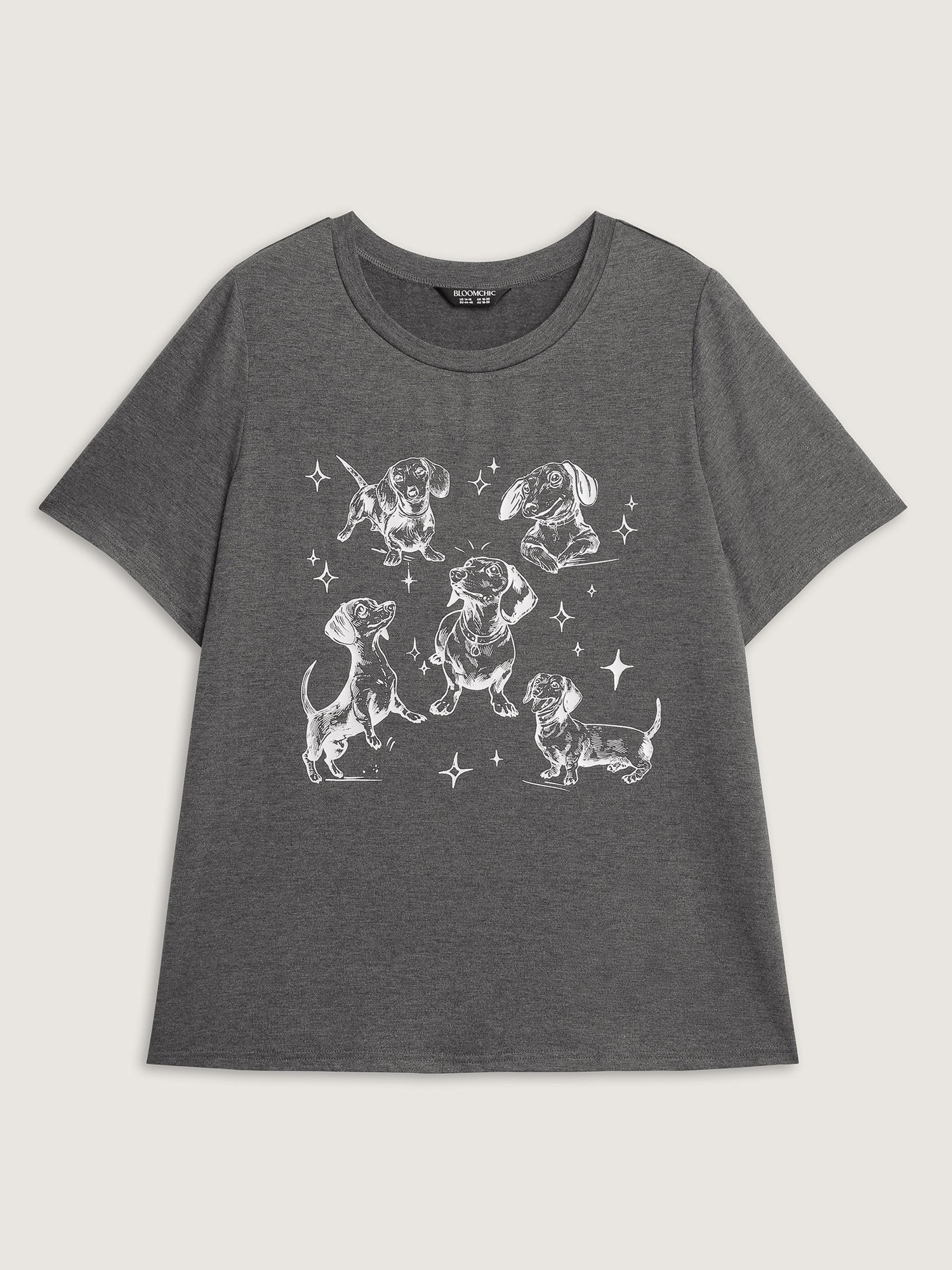 Dogs Print Round Neck T-Shirt