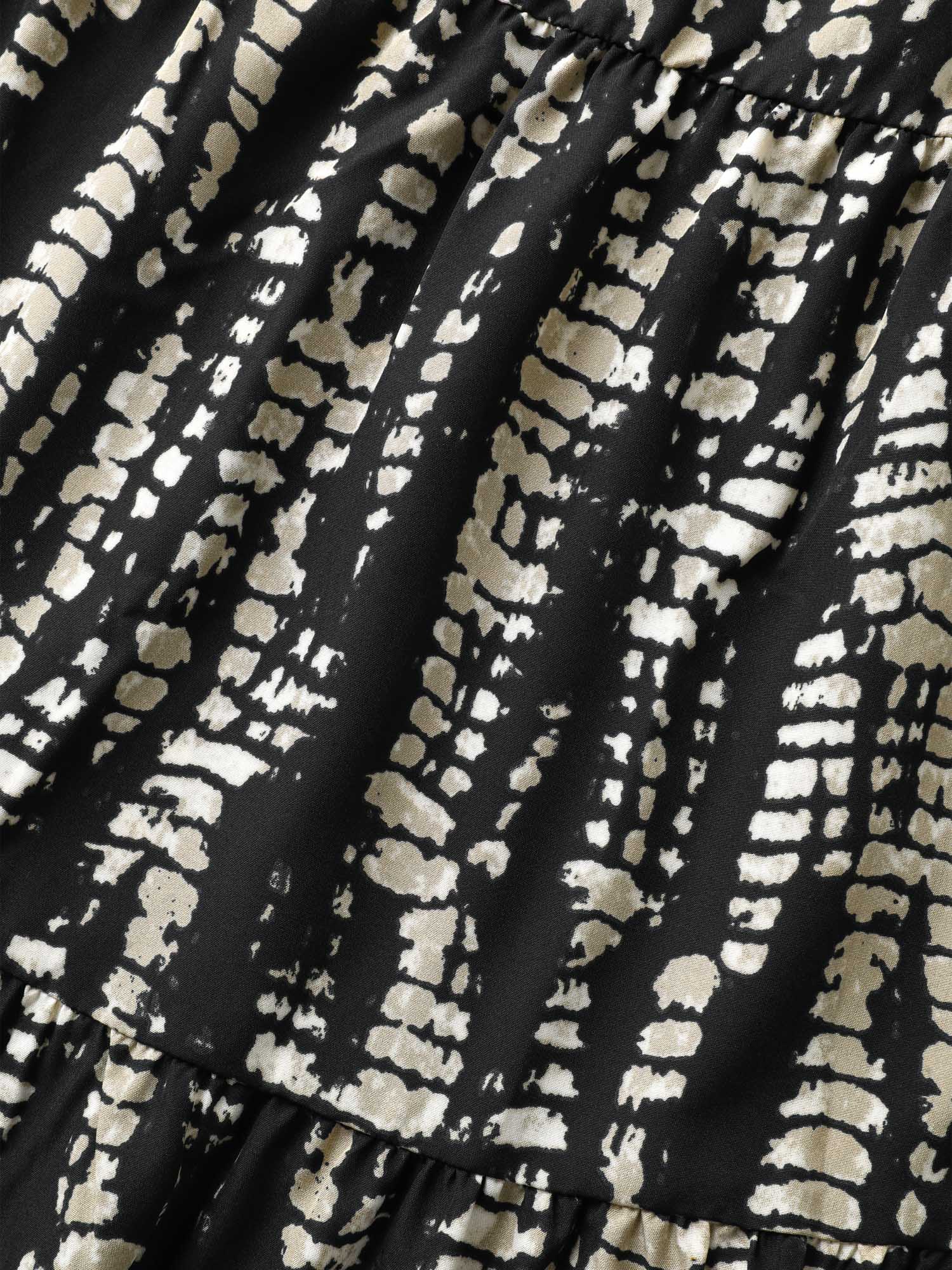 Geometric Shirred Ruffle Layered Hem Skirt