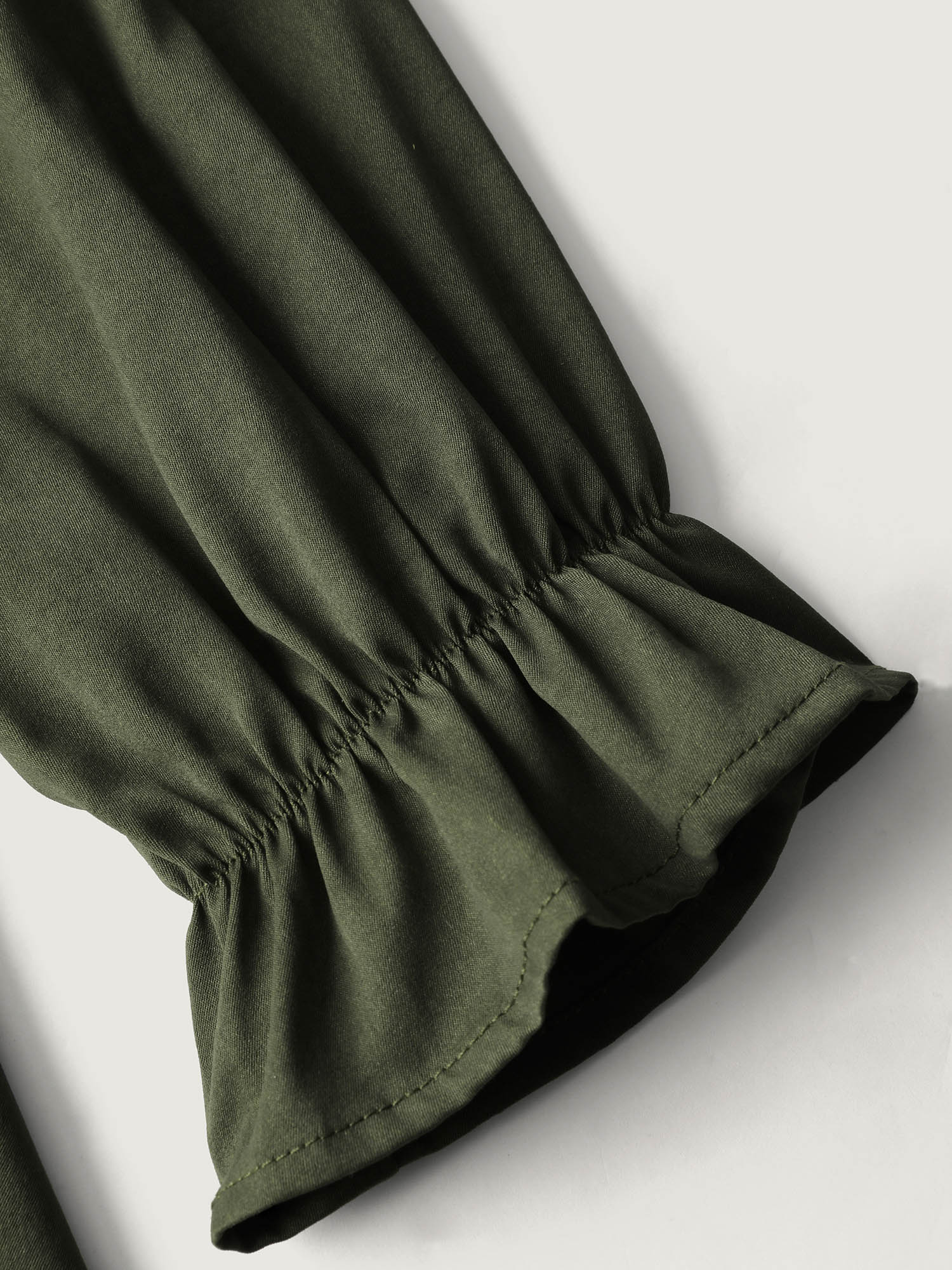 Knotted-Front Stretch Cuff Sleeve Blouse