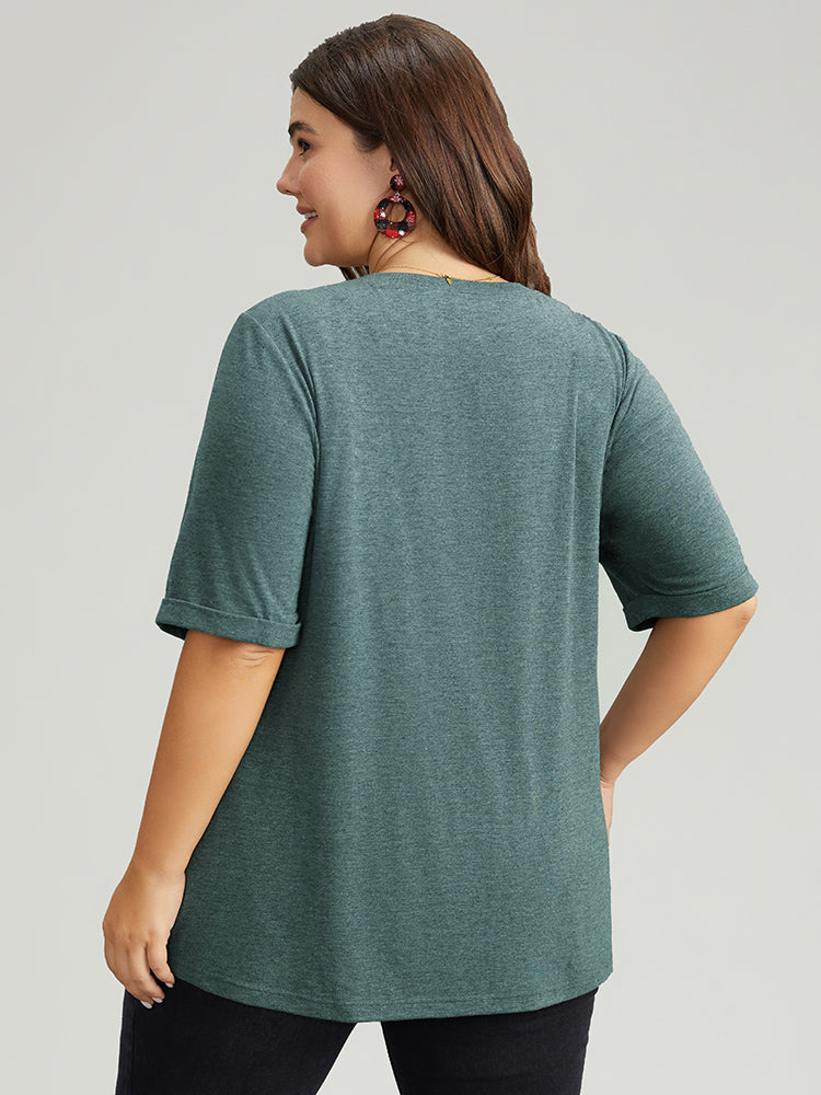 Christmas Gingham Patchwork V Neck T-shirt