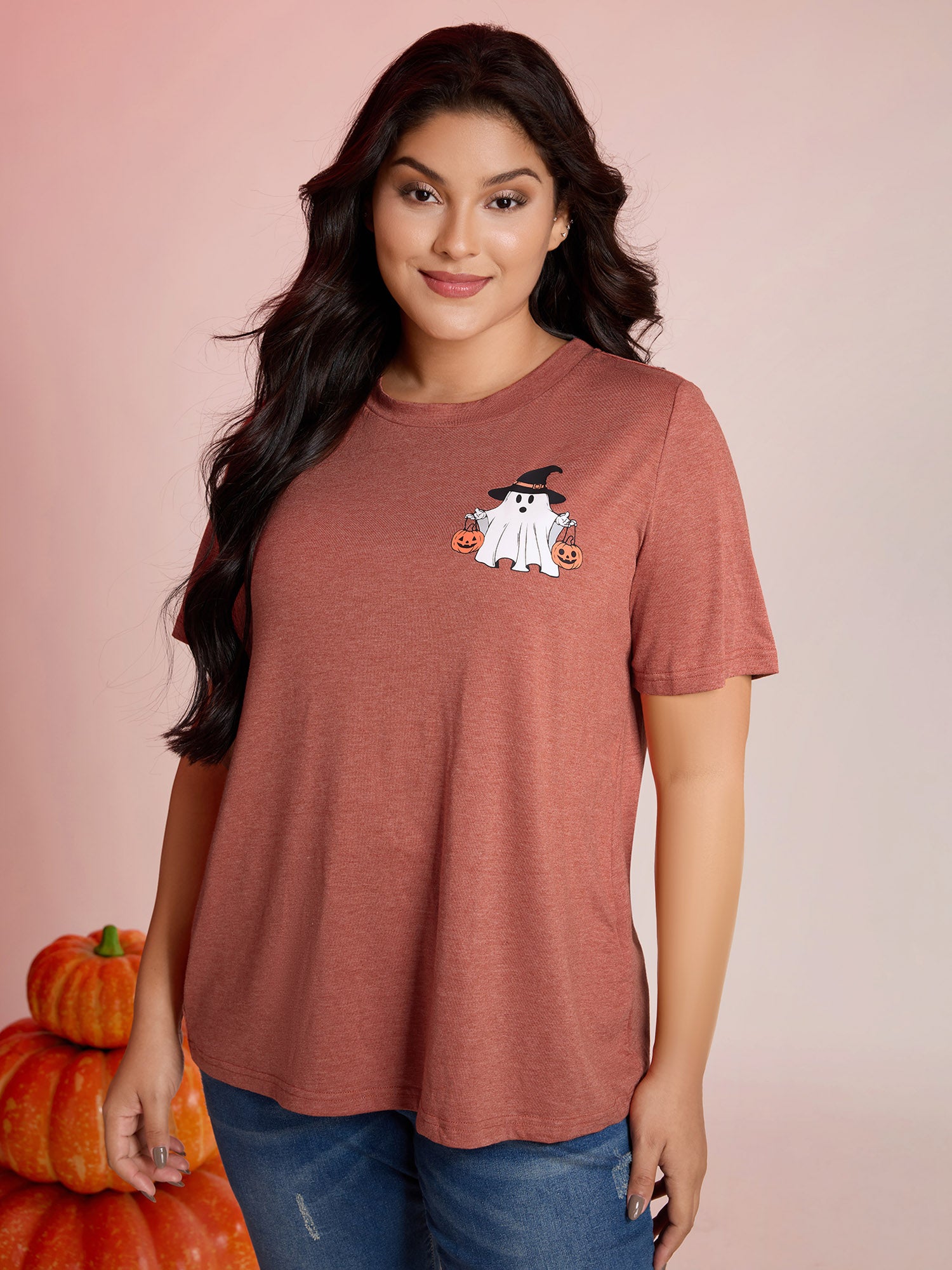 Boo Crew Halloween Round Neck T-Shirt